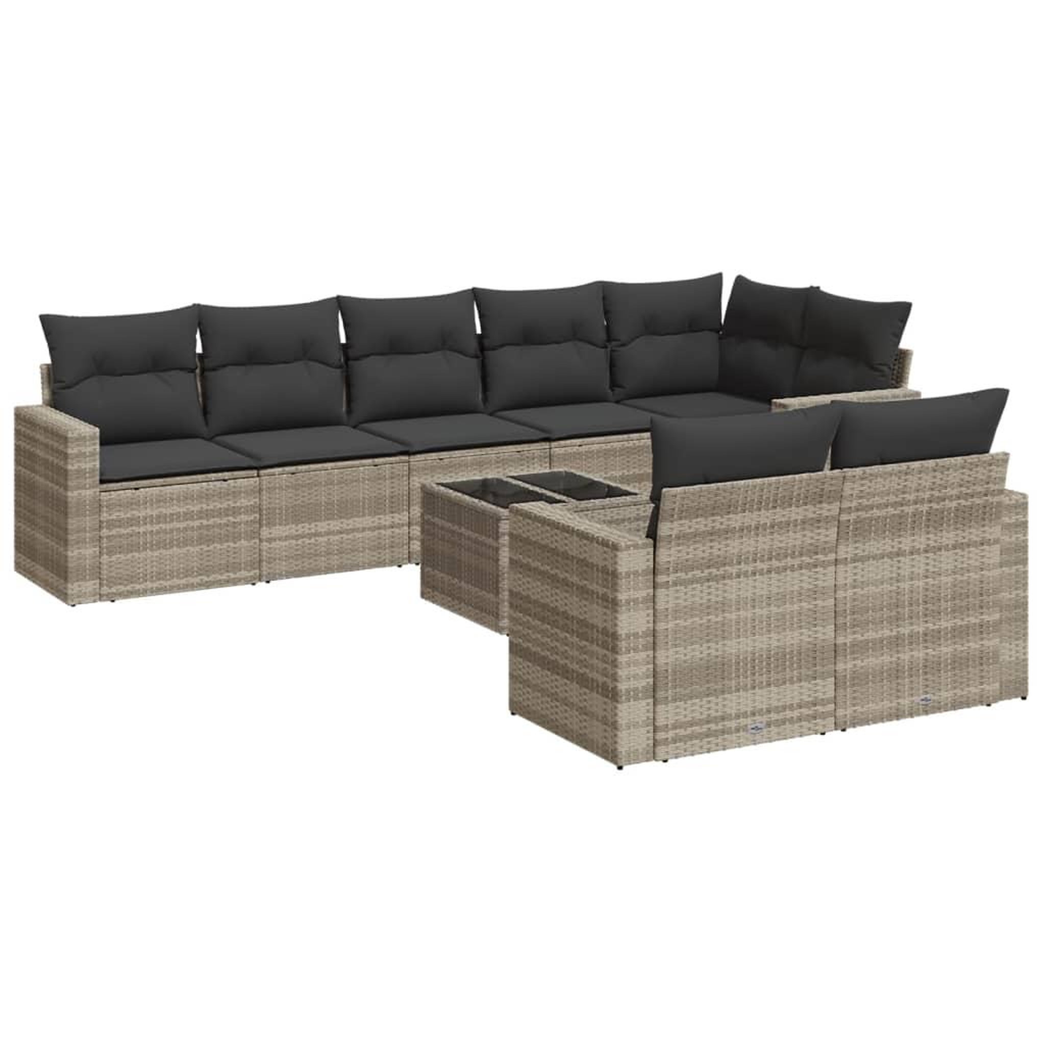 Voir la diapositive 2 : VIDAXL Salon de jardin 9 pcs avec coussins gris clair resine tressee