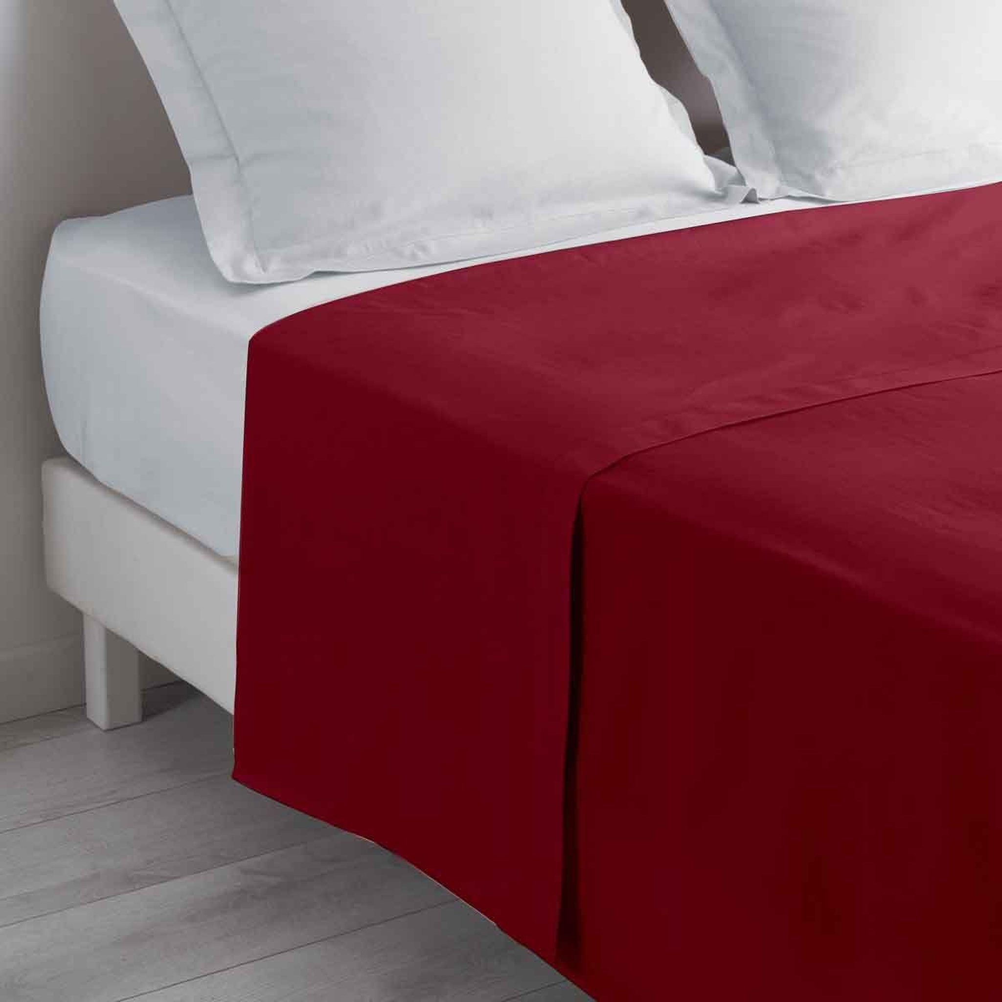 Douceur d'Intérieur Drap Plat en Coton  Biolina  180x290cm Bordeaux