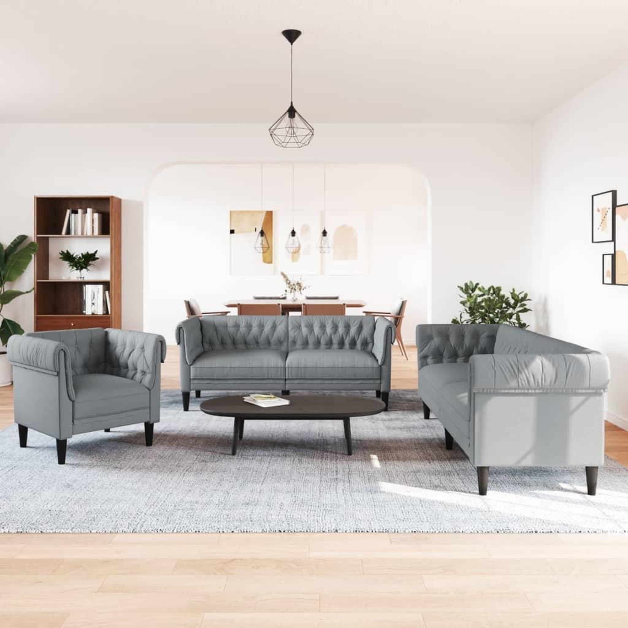 Voir la diapositive 3 : VIDAXL Ensemble de canapes 3 pcs gris clair tissu