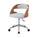 Rendez vous déco Chaise de bureau pivotante et réglable en bois et tissu gris-Louis