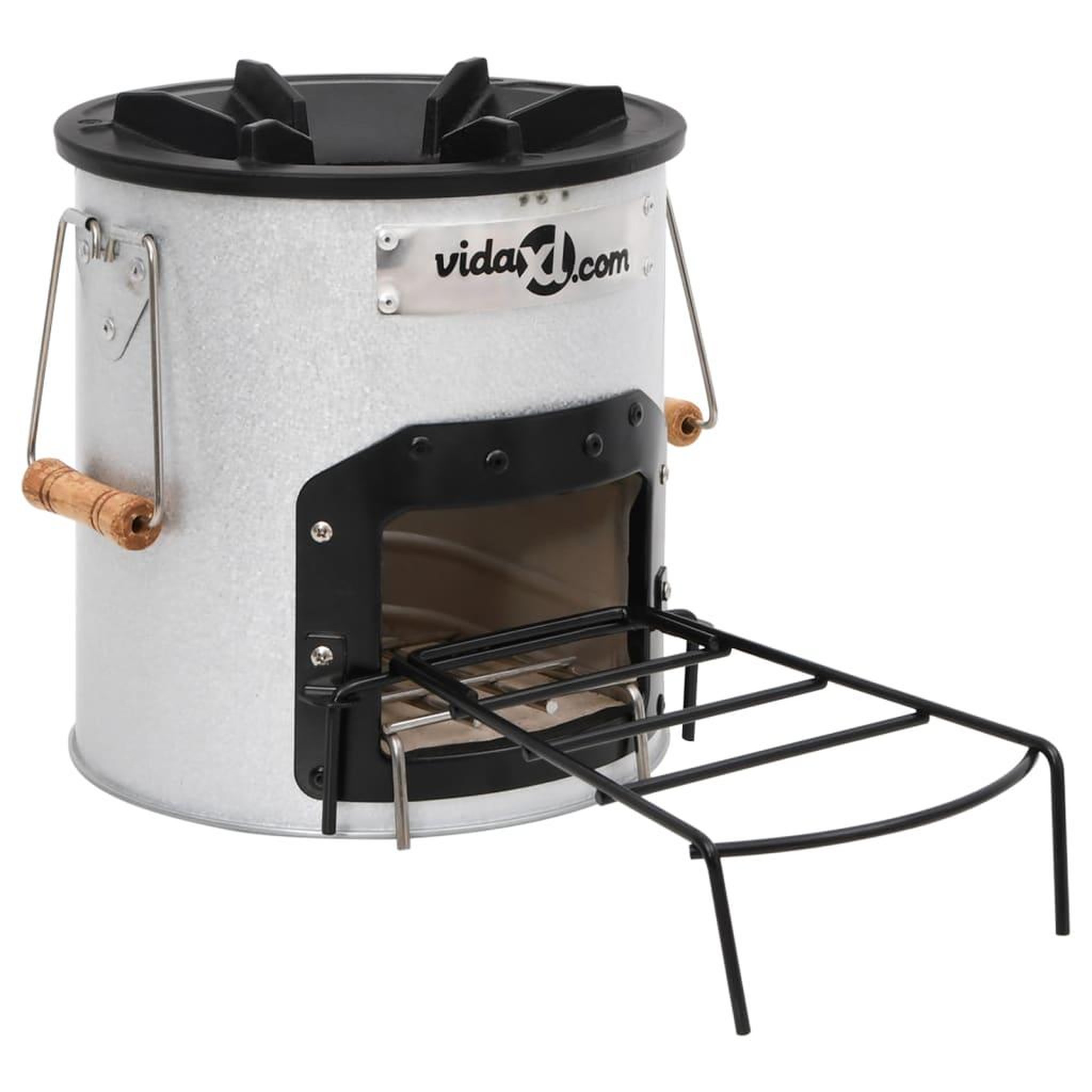 Voir la diapositive 2 : VIDAXL Poele a bois de camping Argente 45x25x26 cm Acier