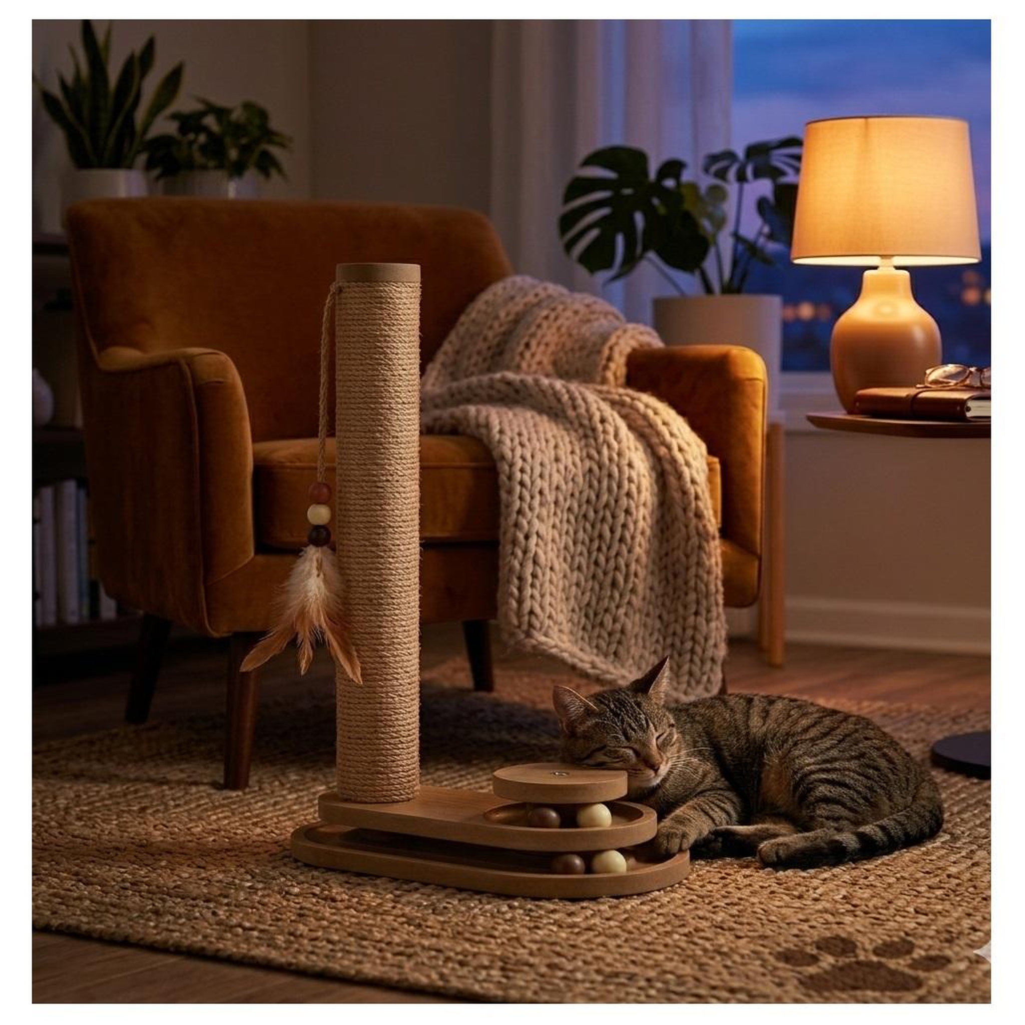 Voir la diapositive 5 : Eden Jeu a griffer avec circuit a balle brun pour chat