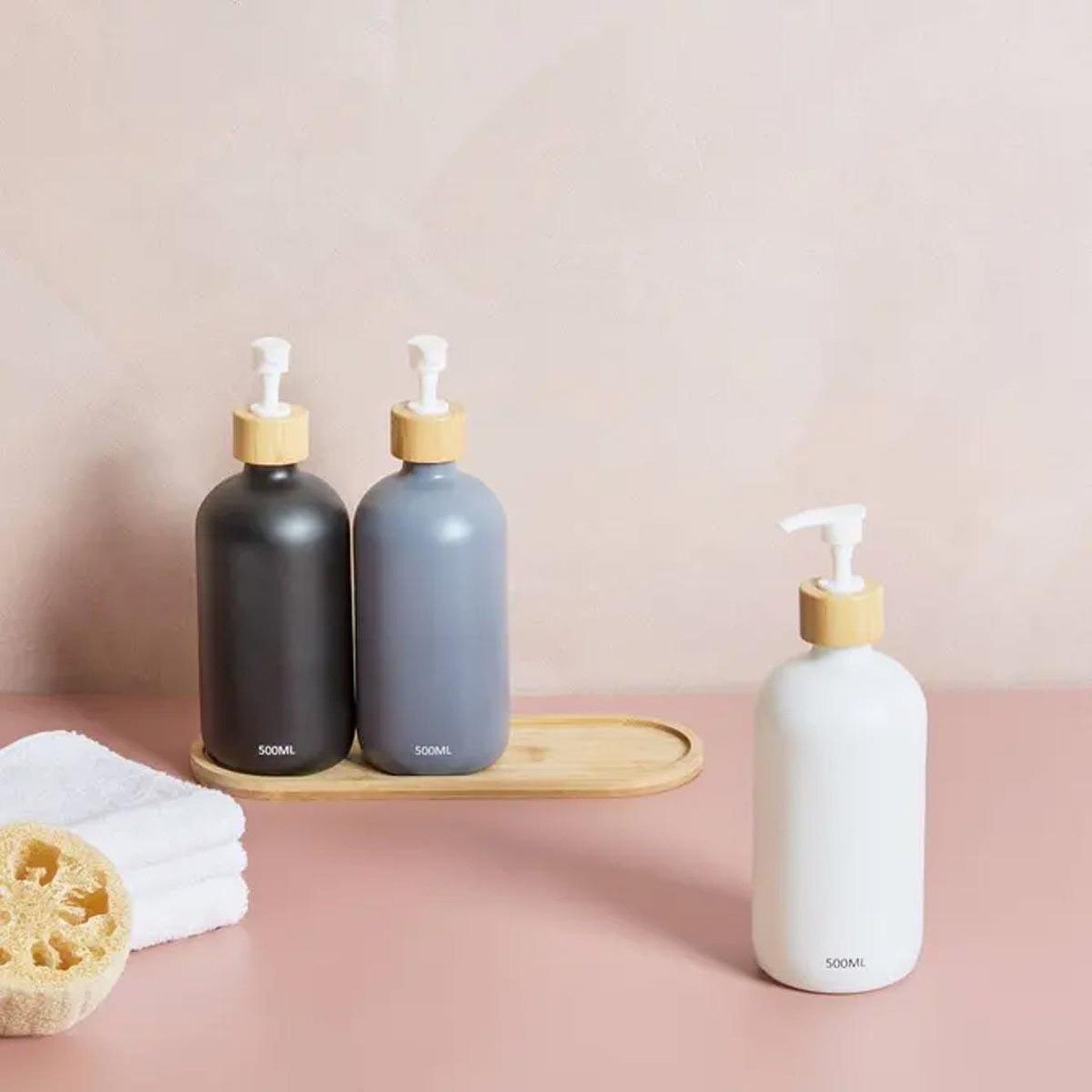 Voir la diapositive 2 : FIVE Lot de 3 distributeurs de savon & plateau  soap  25cm multicolore
