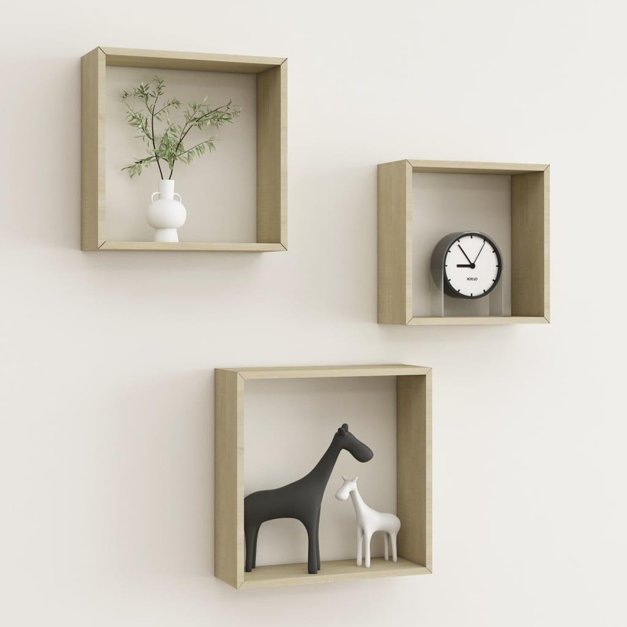 Voir la diapositive 1 : VIDAXL Etageres murales sous forme de cube 3 pcs Chene sonoma