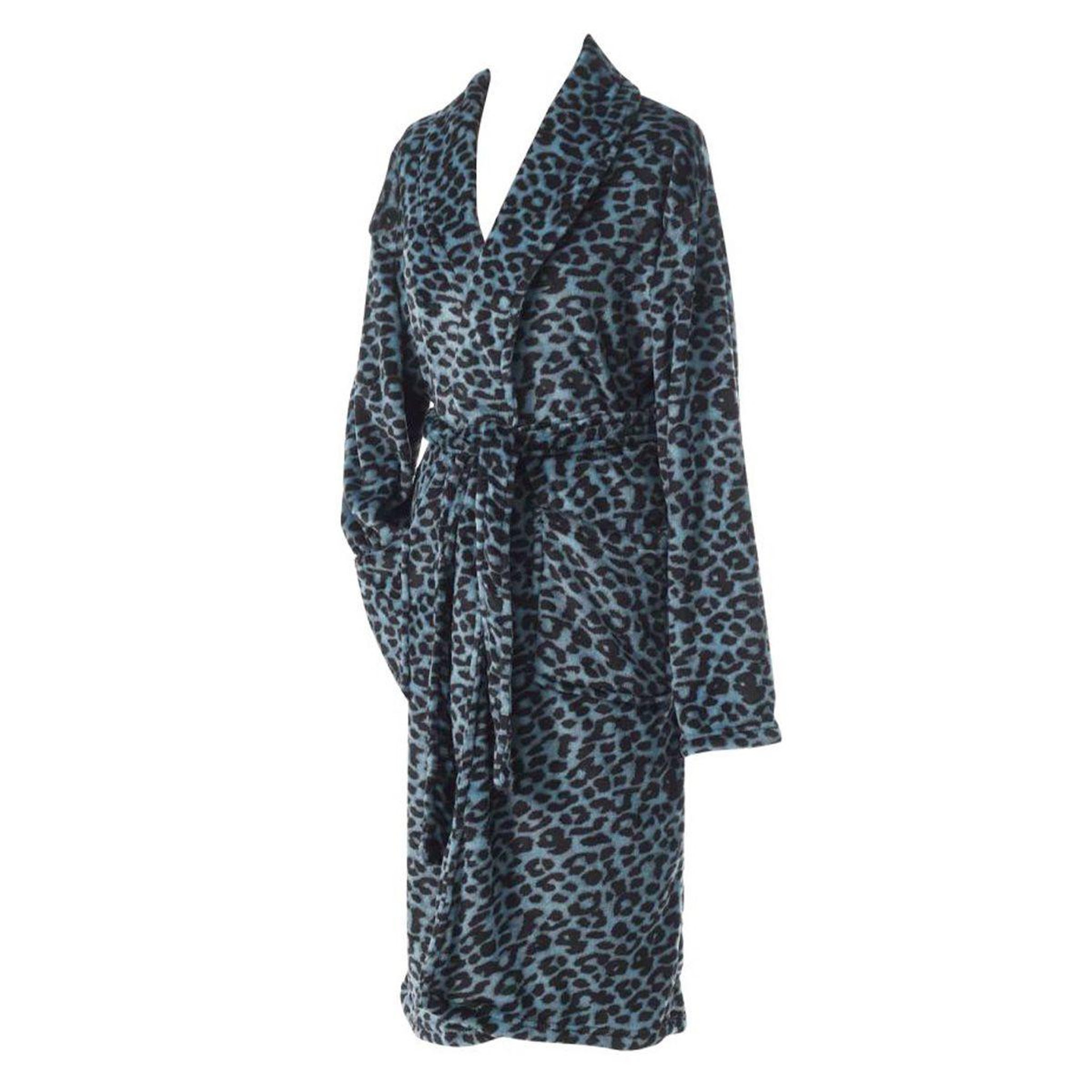 Douceur d'Intérieur Peignoir flanelle imprimé  léopard  bleu