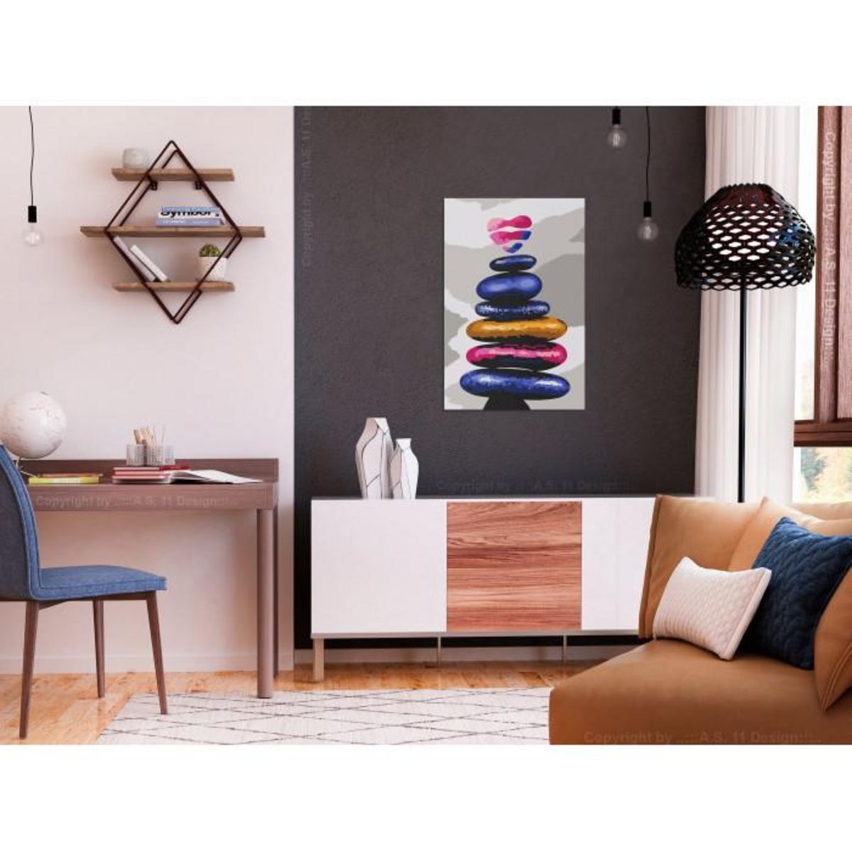 Paris Prix Tableau à Peindre Soi-Même  Colored Pebbles  40x60cm