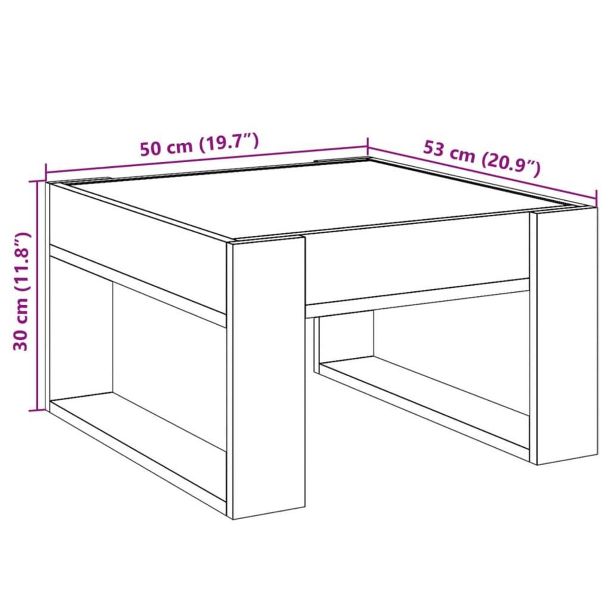 VIDAXL Table basse avec LED infini chene marron 50x53x30 cm