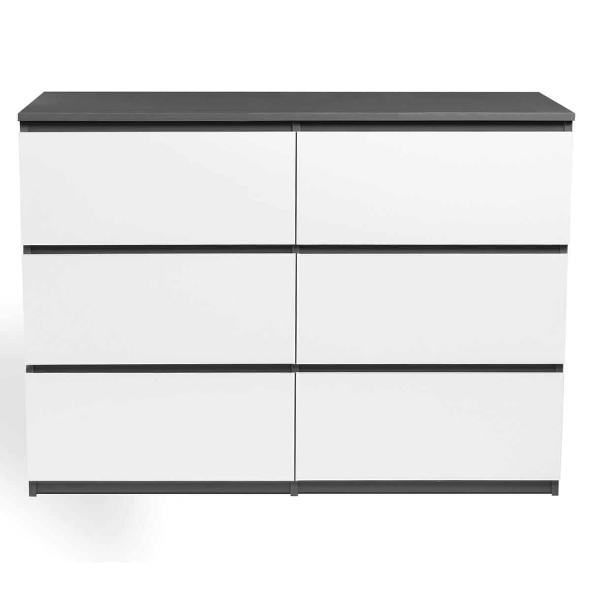 ID MARKET Commode 6 tiroirs TOMI 110 cm bois gris et blanc