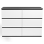 Voir la diapositive 3 : ID MARKET Commode 6 tiroirs TOMI 110 cm bois gris et blanc