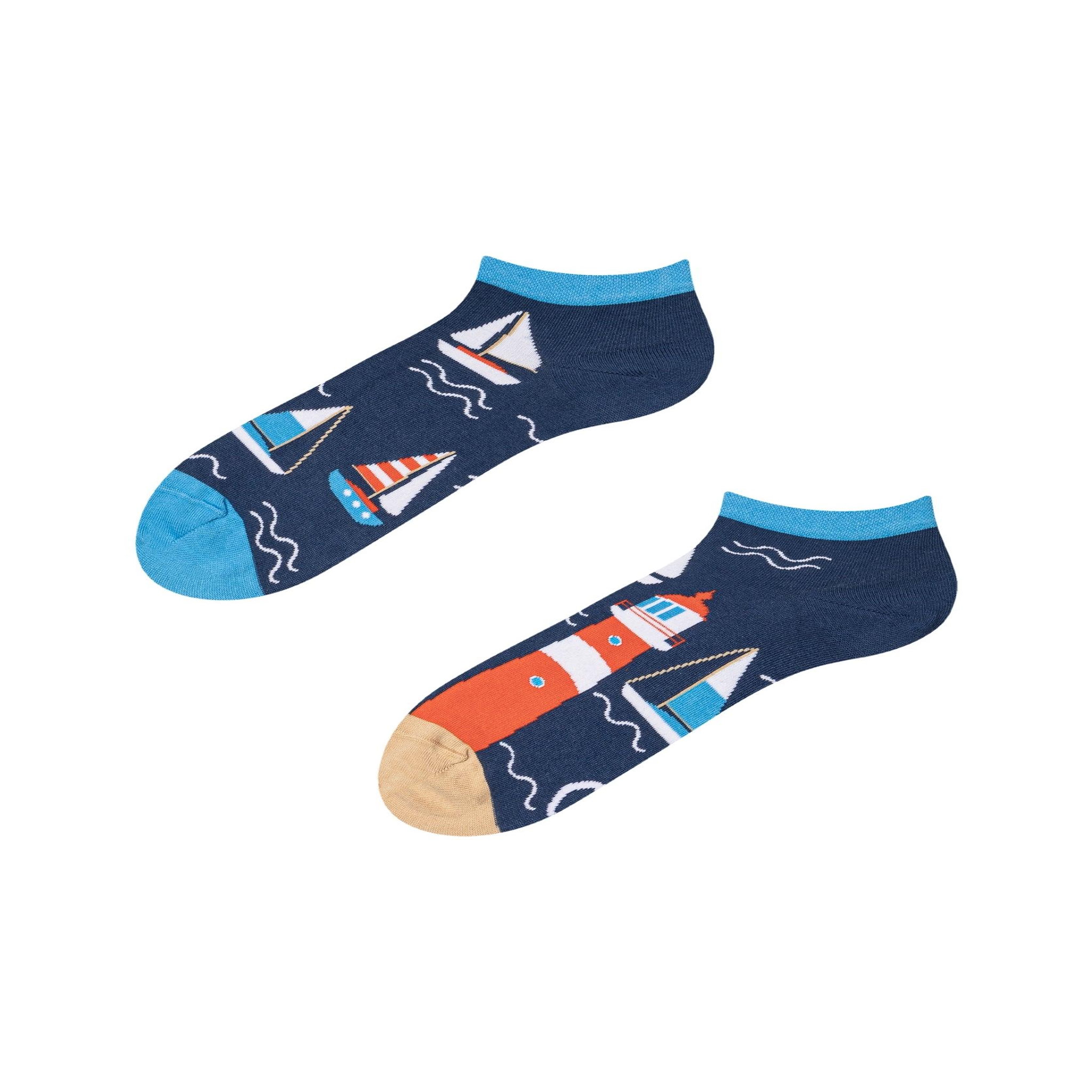 DEDOLES Socquettes phare et bateaux à voile. Coloris disponibles : Bleu
