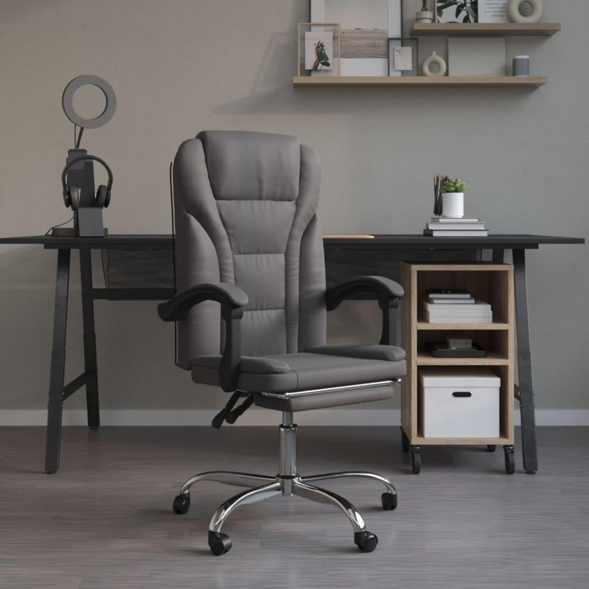 VIDAXL Fauteuil inclinable de bureau Gris Similicuir