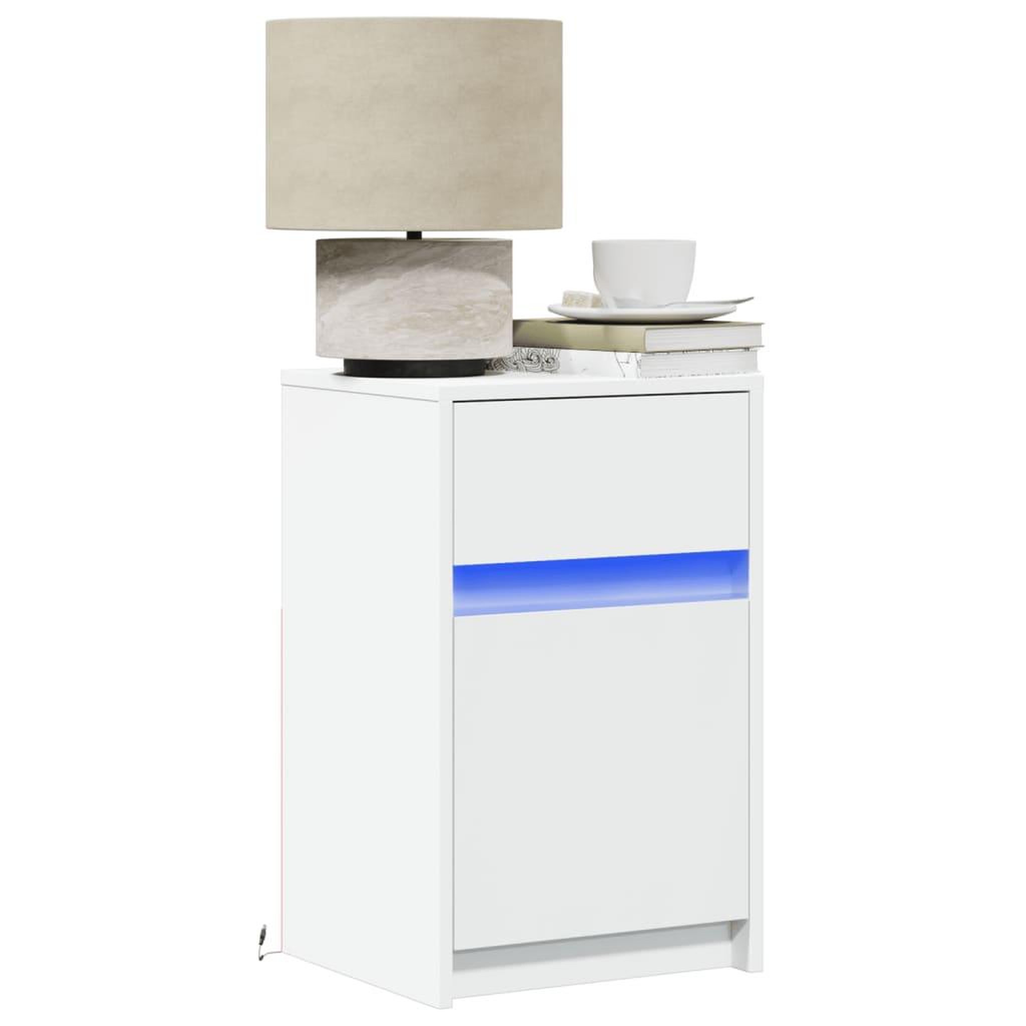 VIDAXL Armoire de chevet avec lumieres LED blanc bois d'ingenierie