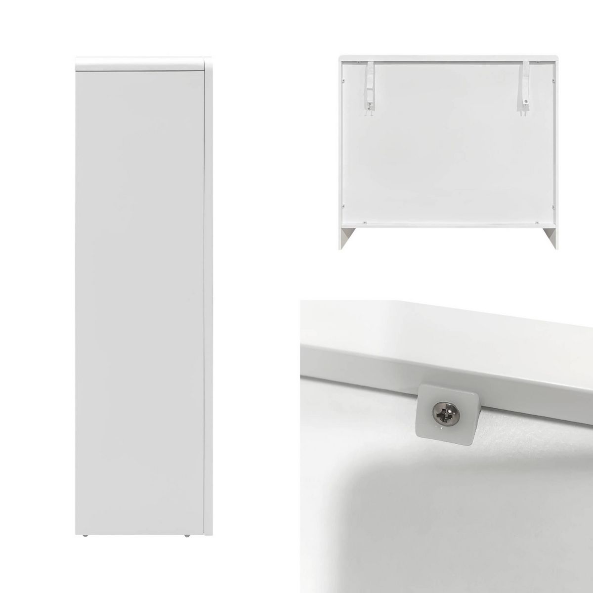 SWEEEK Buffet organique plusieurs niches 4 compartiments. buffet bas. effet bois blanc 90cm