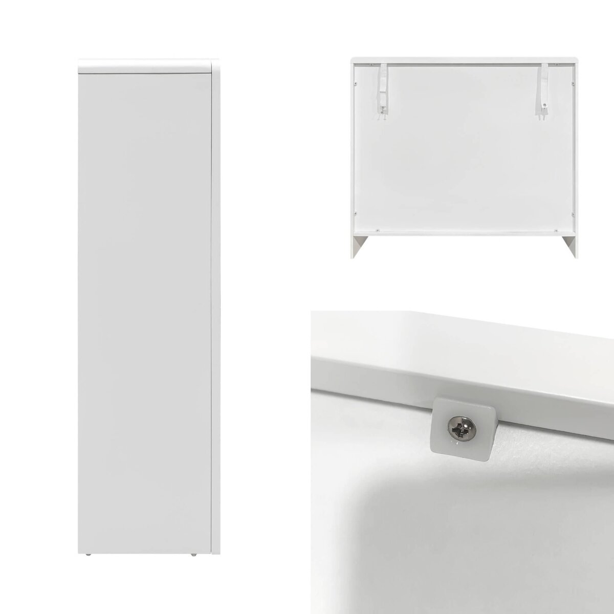SWEEEK Buffet organique plusieurs niches 4 compartiments. buffet bas. effet bois blanc 90cm