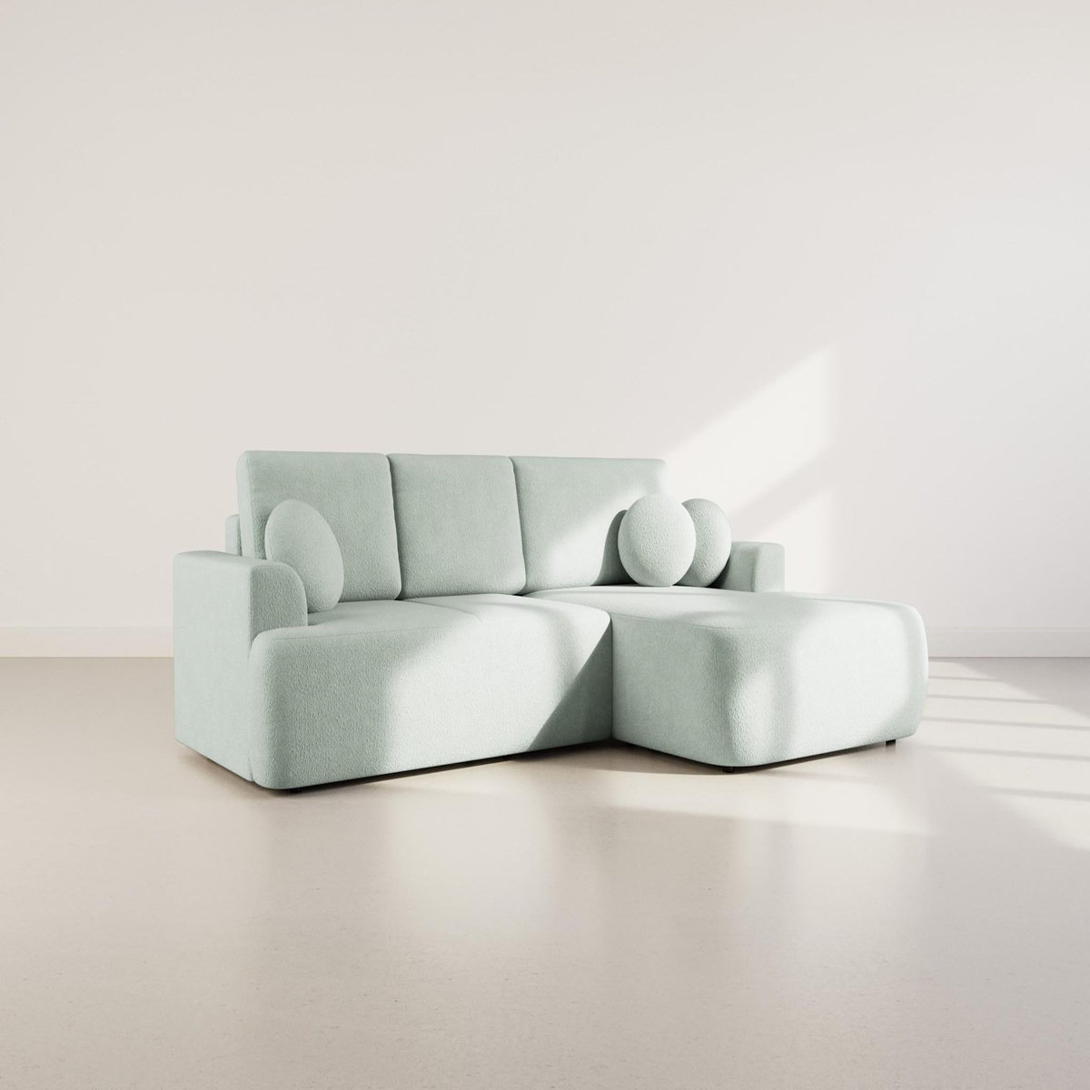 BEST MOBILIER Candela - canapé d'angle droit 4 places - convertible avec coffre - en tissu bouclette