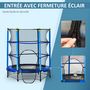 Voir la diapositive 5 : HOMCOM Trampoline enfant Ø 1,40 × 1,60H m filet de sécurité porte zipée couvre-ressorts 6 poteaux rembourrés inclus bleu
