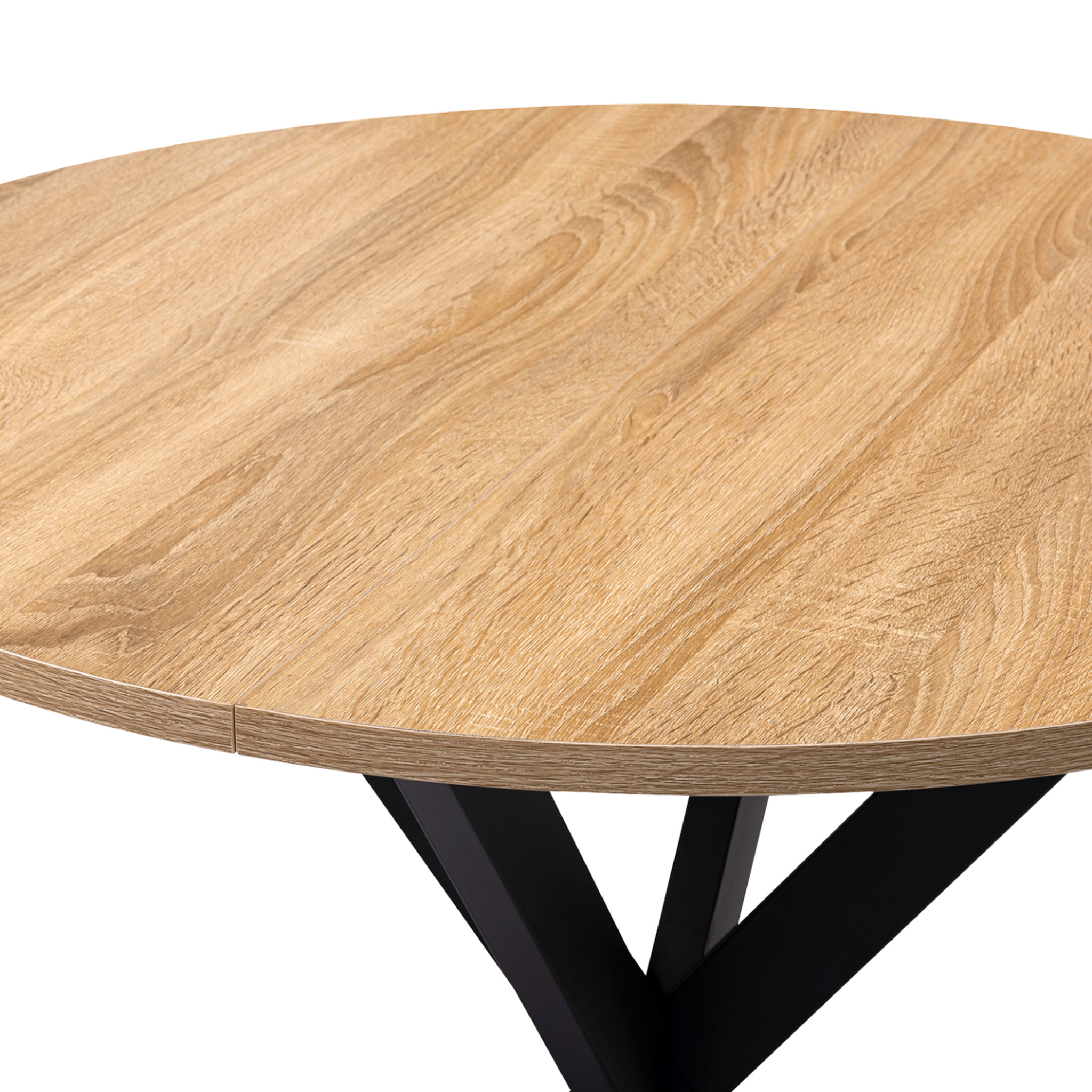 Voir la diapositive 5 : ID MARKET Table à manger ronde alix 4 personnes pied araignée bois et noir 80 cm