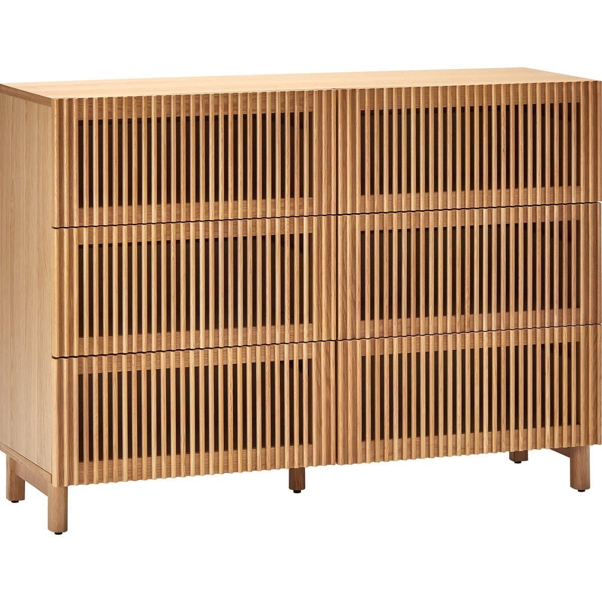 HOMIFAB Commode 6 tiroirs en bois 120 cm - Umea