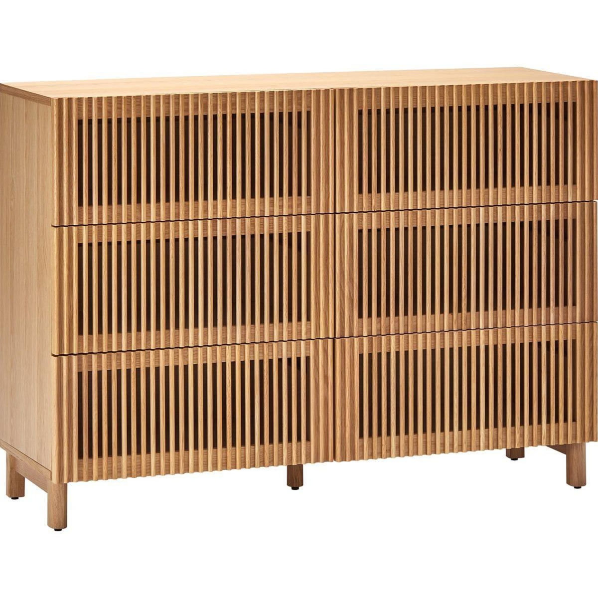 HOMIFAB Commode 6 tiroirs en bois 120 cm - Umea