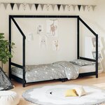 VIDAXL Cadre de lit pour enfants noir 80x200 cm bois de pin massif