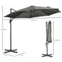 Voir la diapositive 3 : OUTSUNNY Parasol déporté octogonal inclinable manivelle avec pied en acier Ø 2,94 x 2,48H m gris