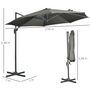Voir la diapositive 3 : OUTSUNNY Parasol déporté octogonal inclinable manivelle avec pied en acier Ø 2,94 x 2,48H m gris