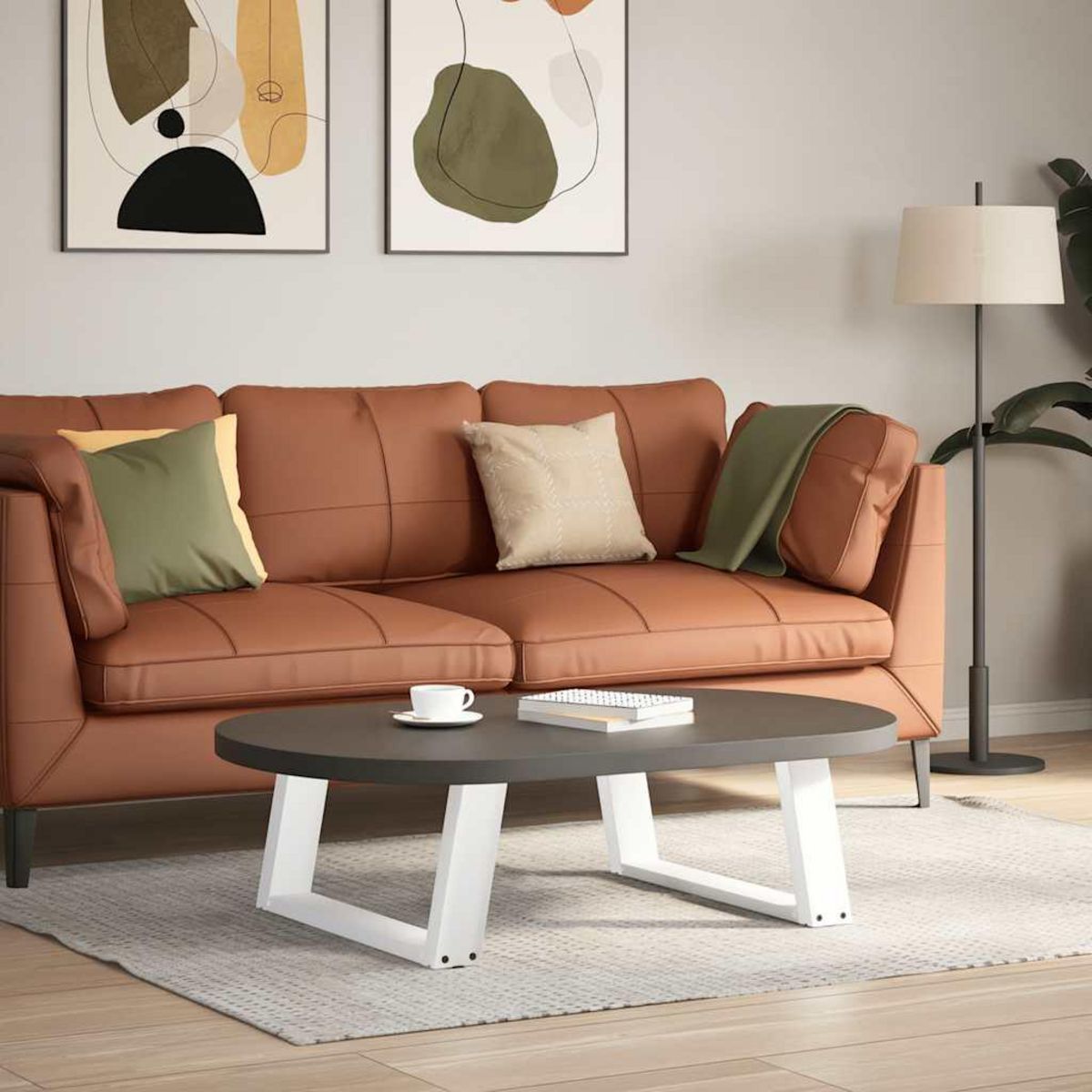 VIDAXL Pieds de table basse forme de U 2 pcs blanc 70x(30-31) cm acier