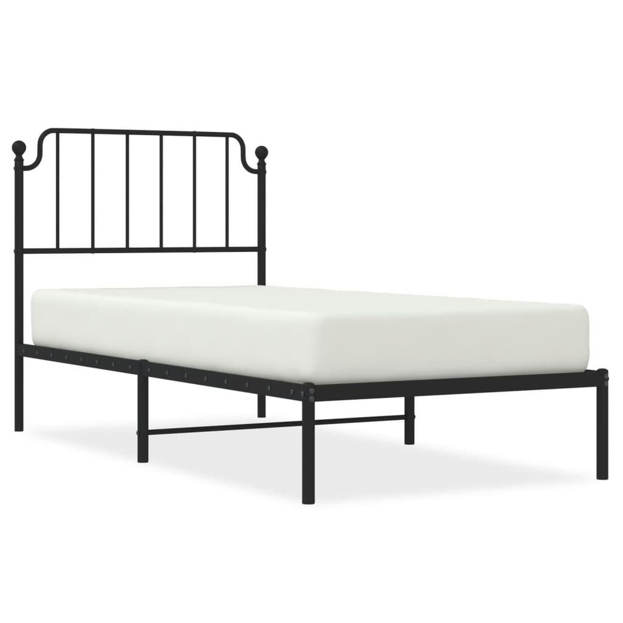 Voir la diapositive 2 : VIDAXL Cadre de lit metal sans matelas avec tete de lit noir 90x200 cm