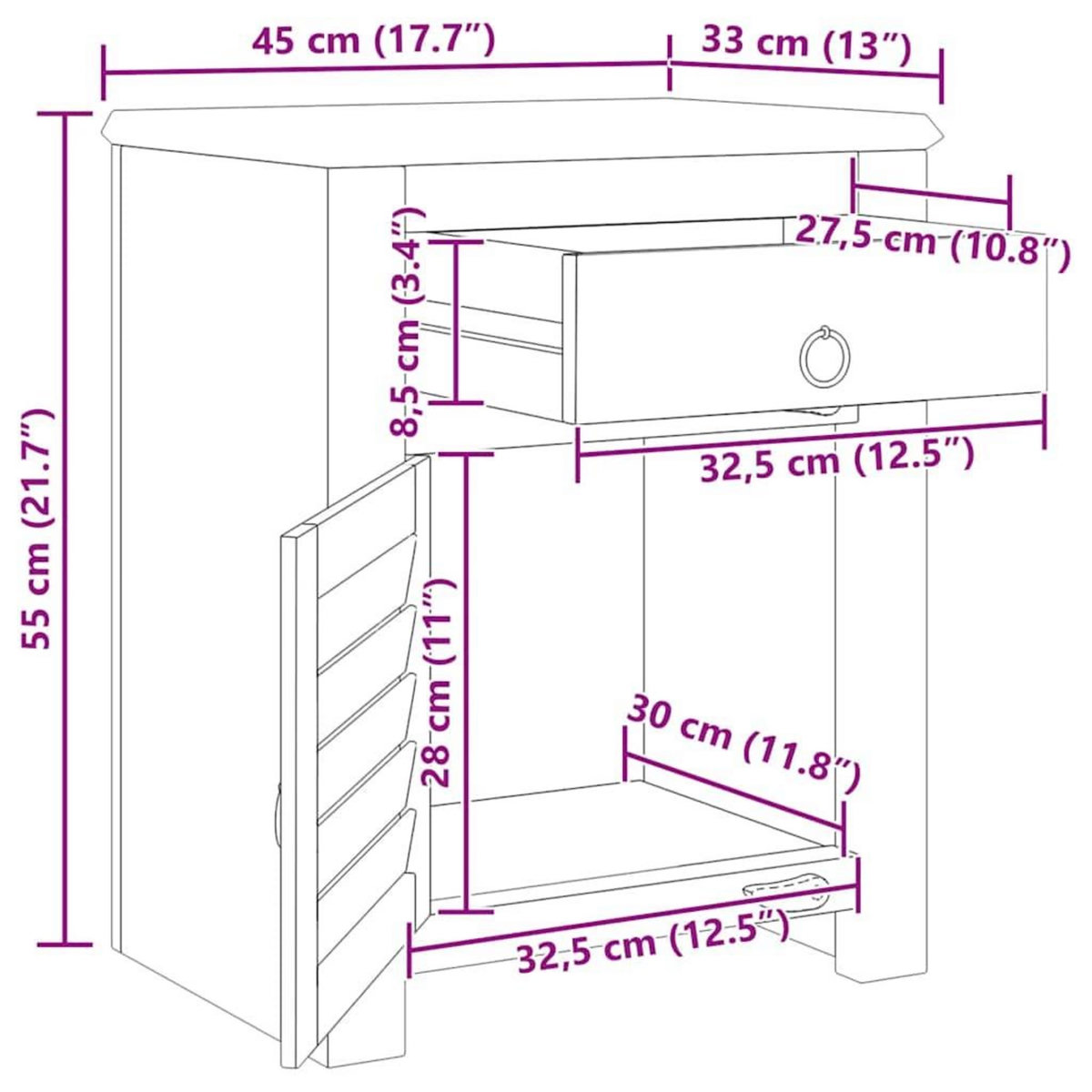 VIDAXL Table de coin avec 1 tiroir et 1 porte Bois de recuperation