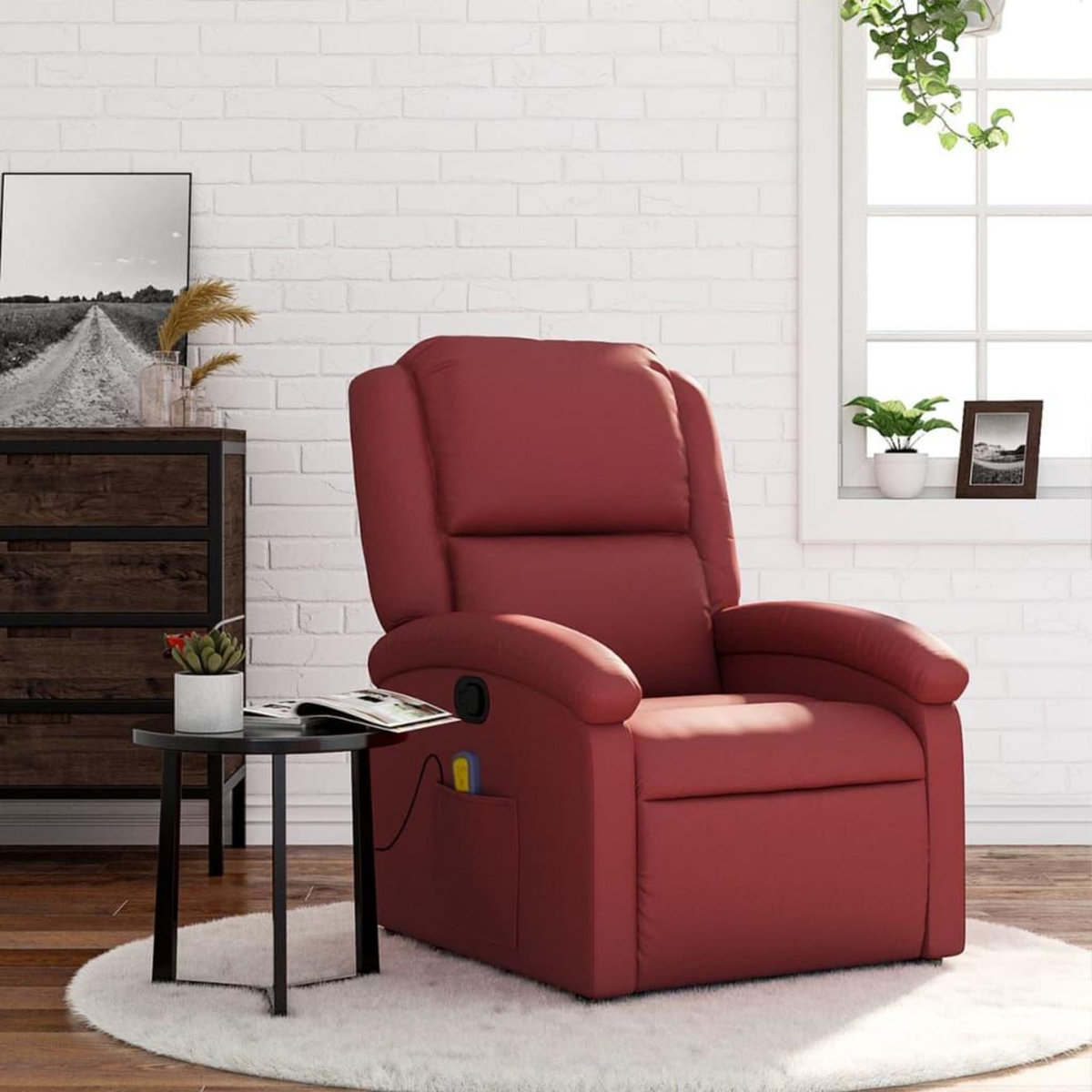 VIDAXL Fauteuil de massage inclinable Rouge bordeaux Similicuir