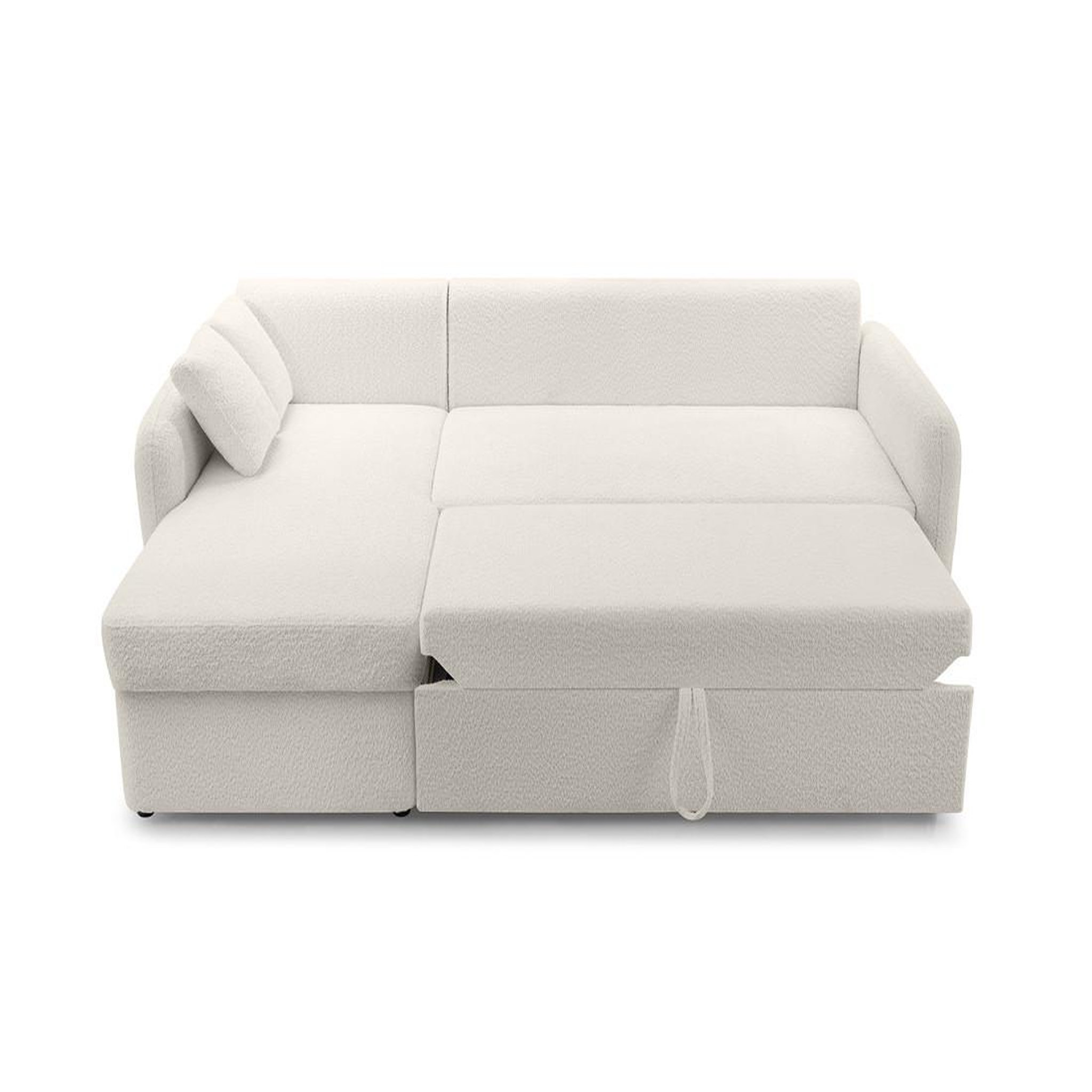 Voir la diapositive 3 : BEST MOBILIER Pocatello - canapé d'angle réversible 4 places - convertible avec coffre - en tissu bouclette