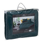 ATMOSPHERA Dessus de lit Jungle avec 2 taies d'oreillers - Bleu canard