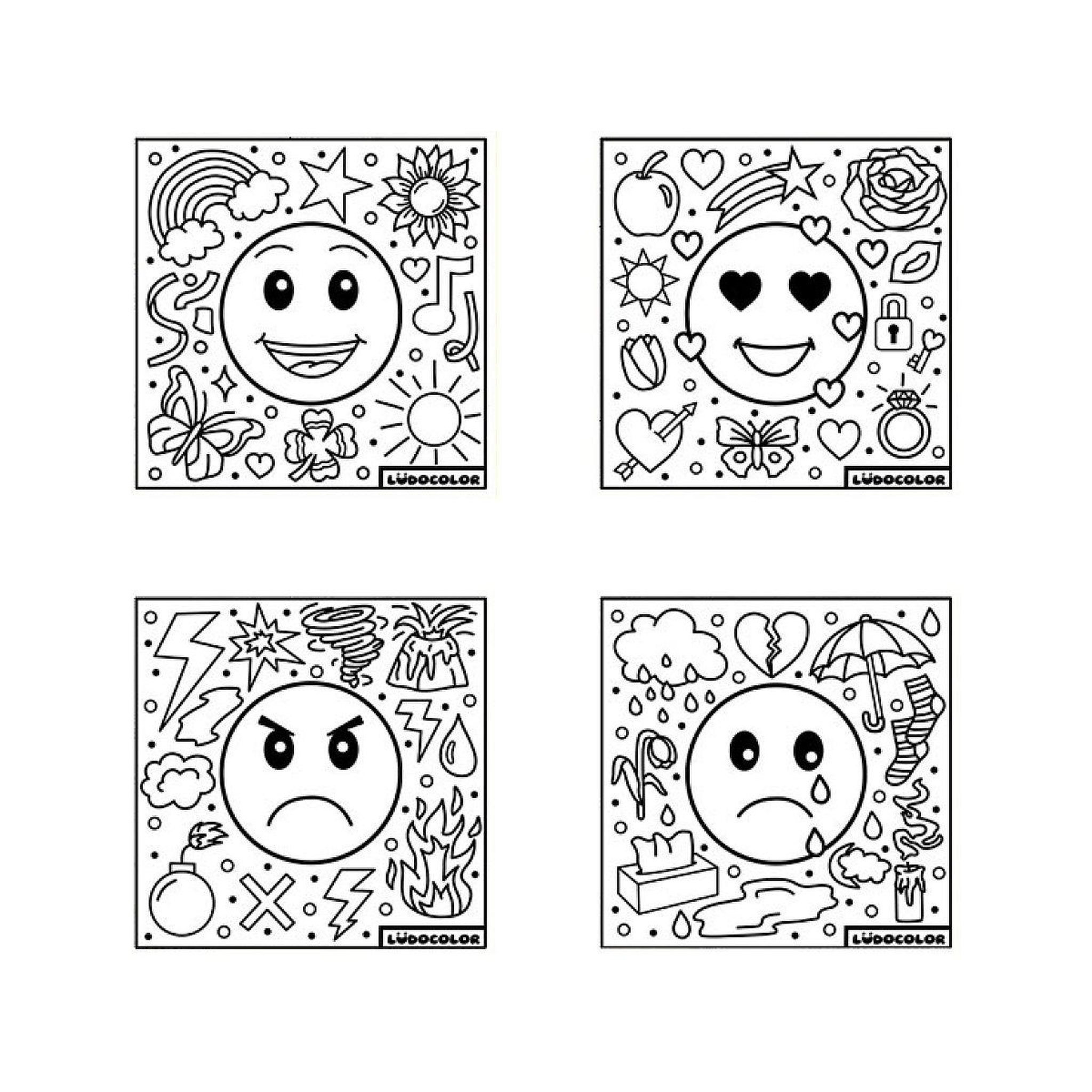 Voir la diapositive 2 : LUDOCOLOR Lot de 4 coloriages velours les emotions
