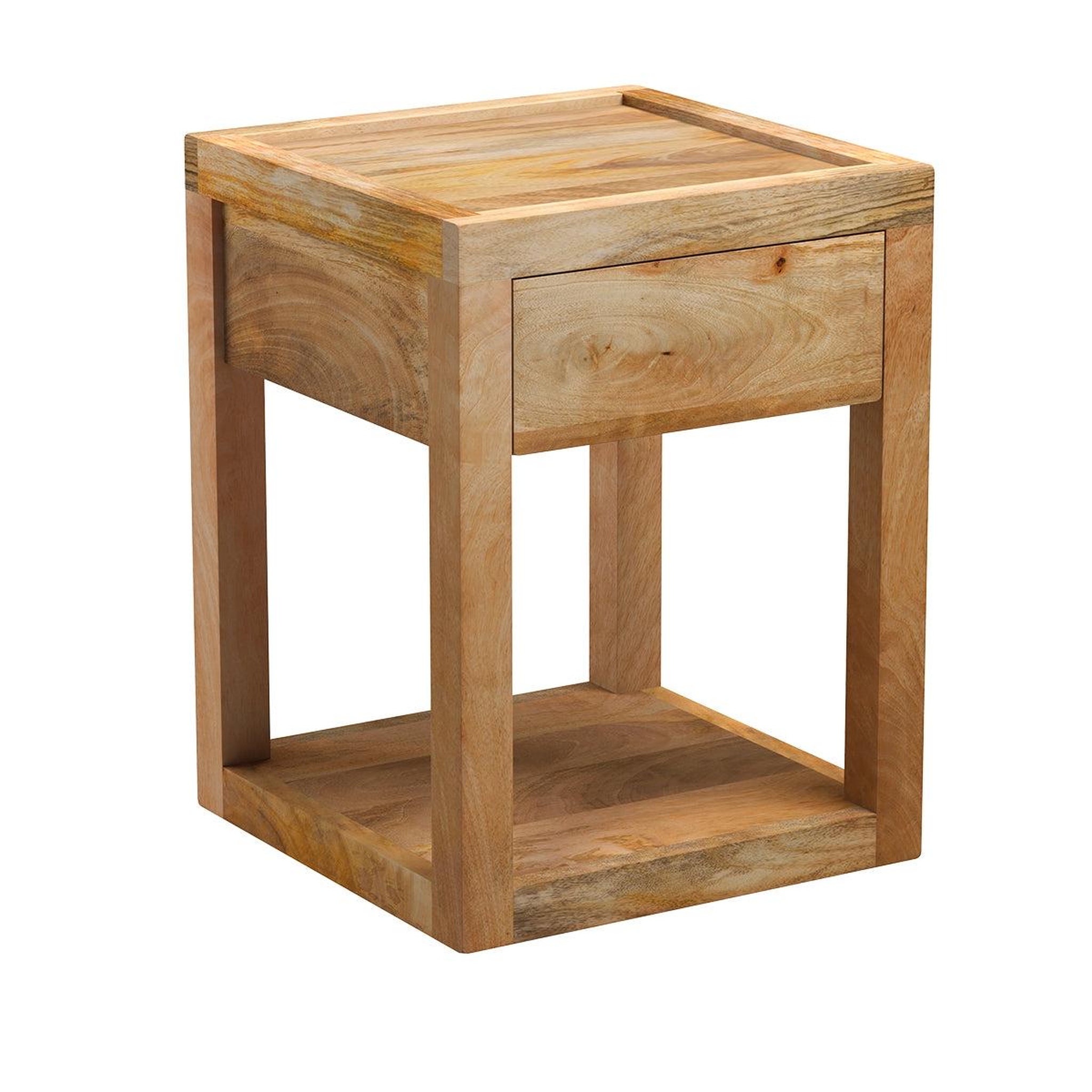 Voir la diapositive 3 : MAISON PAVANE Table de chevet 1 tiroir en bois de manguier-Jakarta