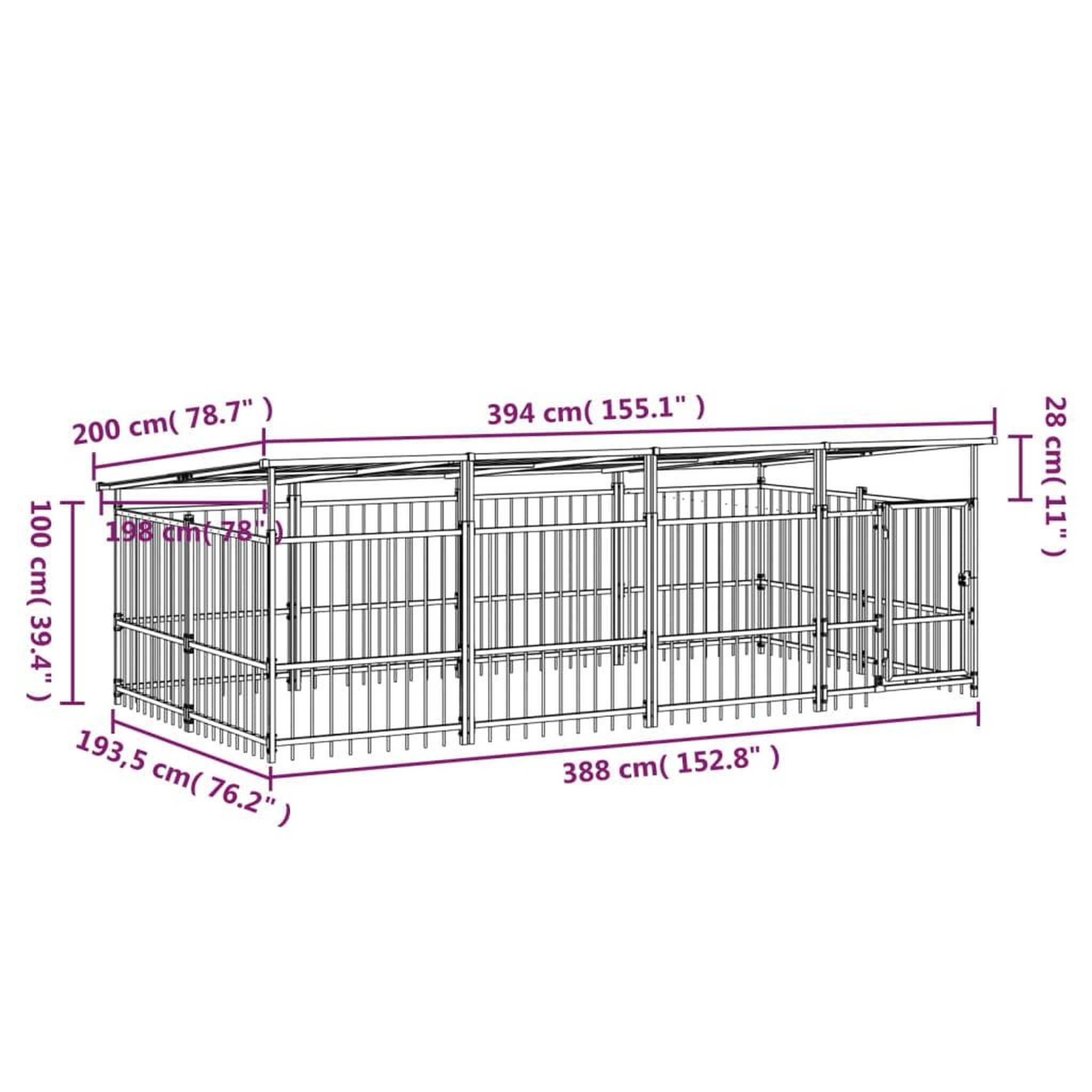 Voir la diapositive 6 : VIDAXL Chenil d'exterieur avec toit pour chiens Acier 7,51 m²