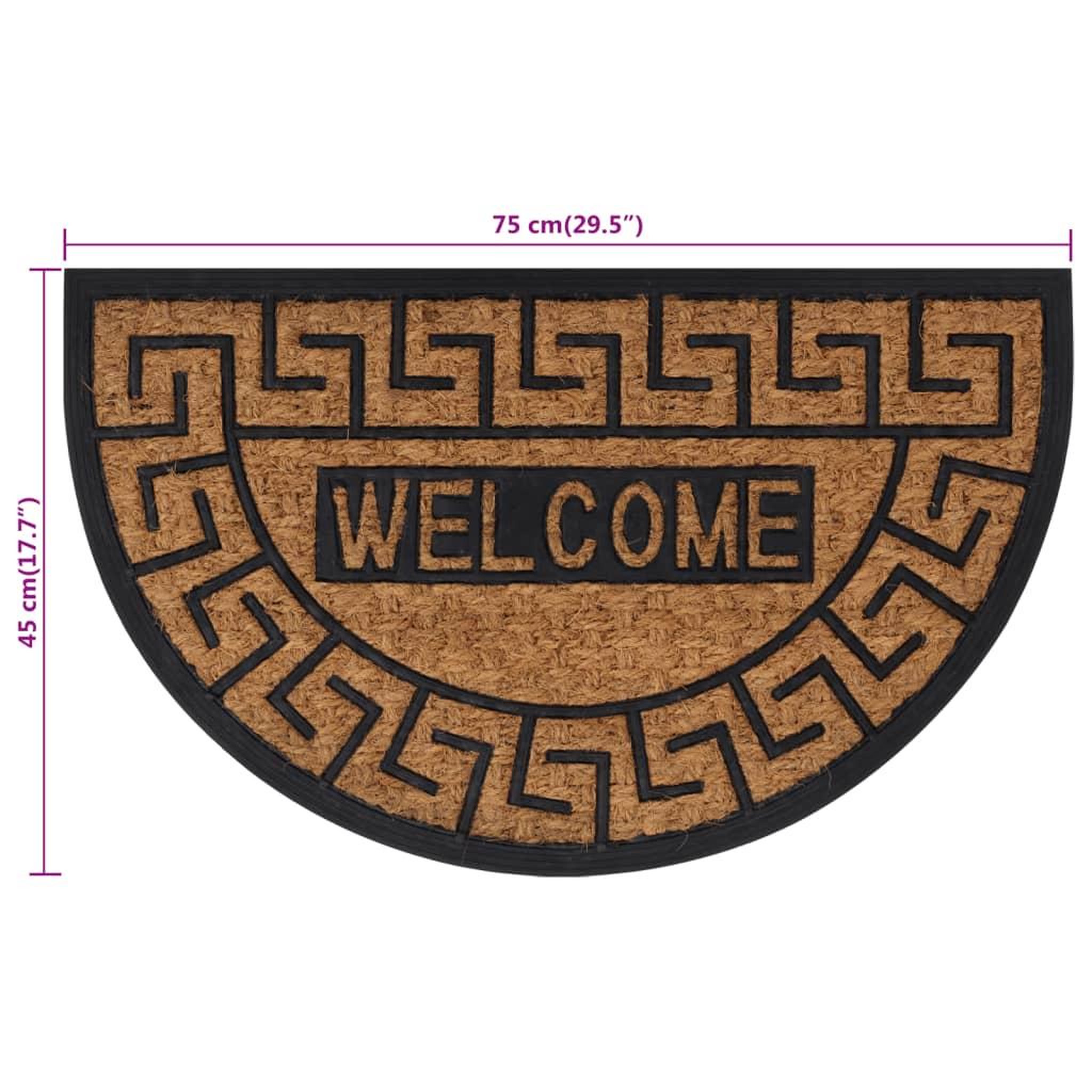 Voir la diapositive 6 : VIDAXL Tapis de porte demi-rond 45x75 cm caoutchouc et fibre de coco