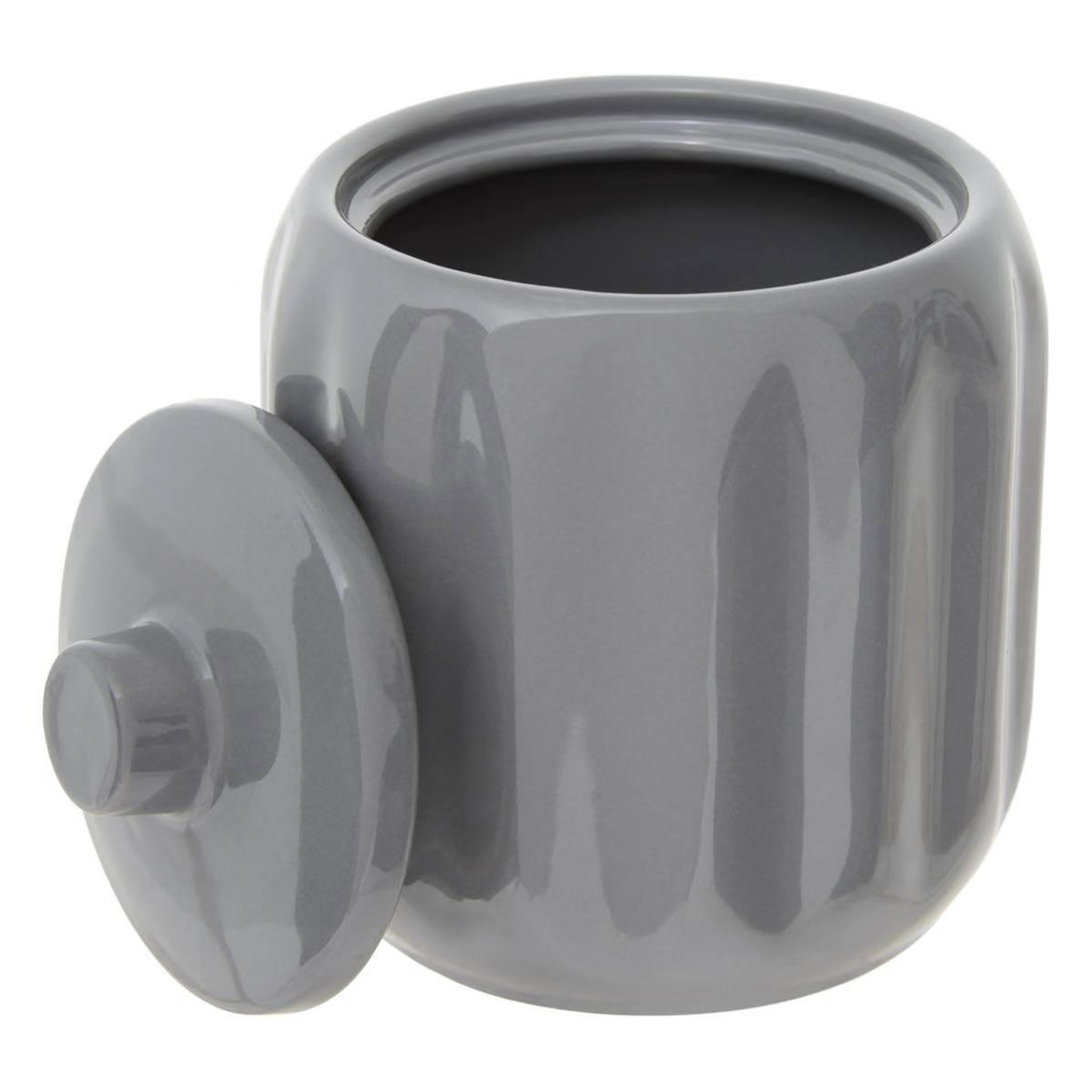 Voir la diapositive 2 : FIVE Pot à cotons en grès  suny colorama  12cm gris béton
