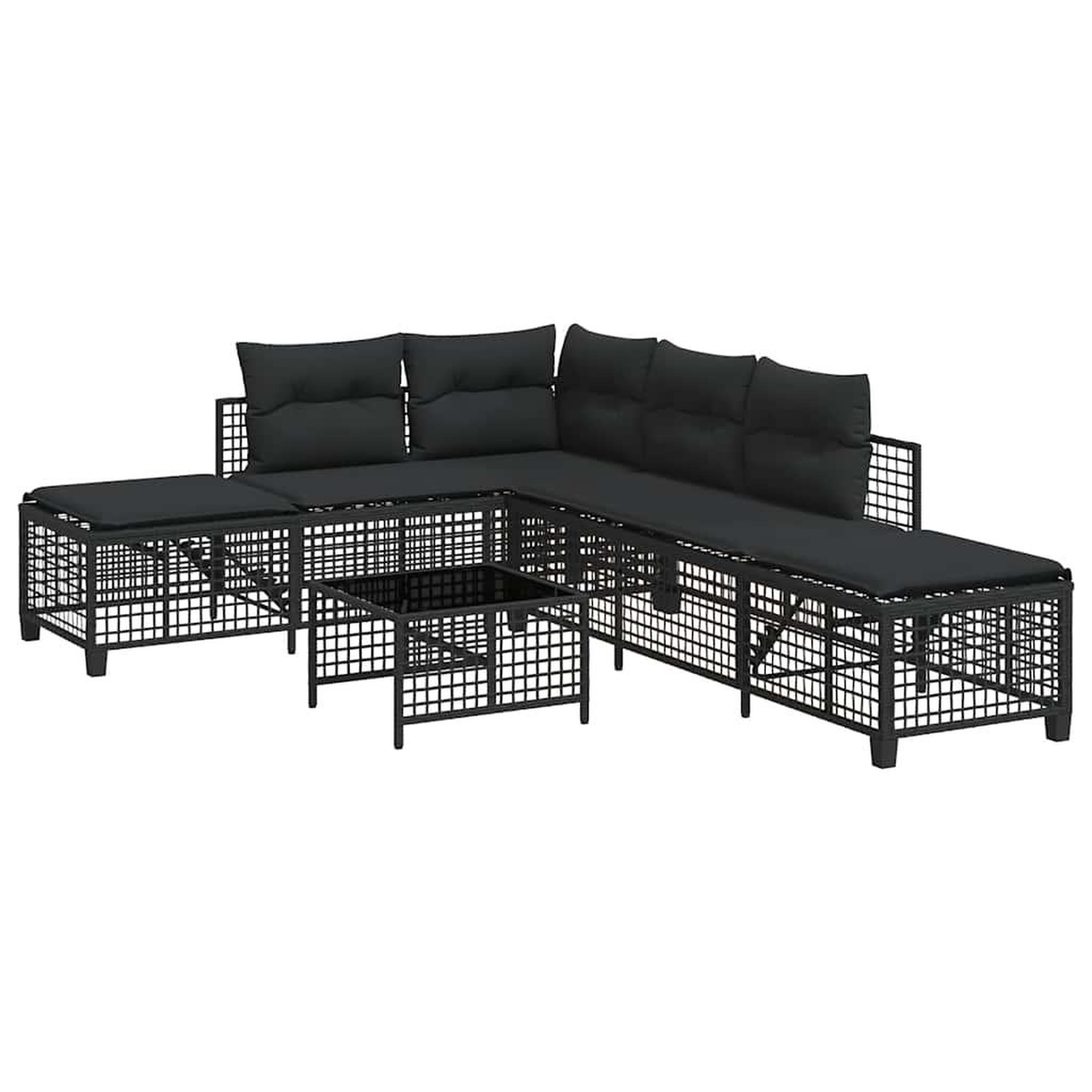 Voir la diapositive 2 : VIDAXL Salon de jardin d'angle 3 pcs avec coussins noir resine tressee