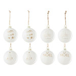 Paris Prix Lot de 8 Boules de Noël  Texte  8cm Blanc & Or