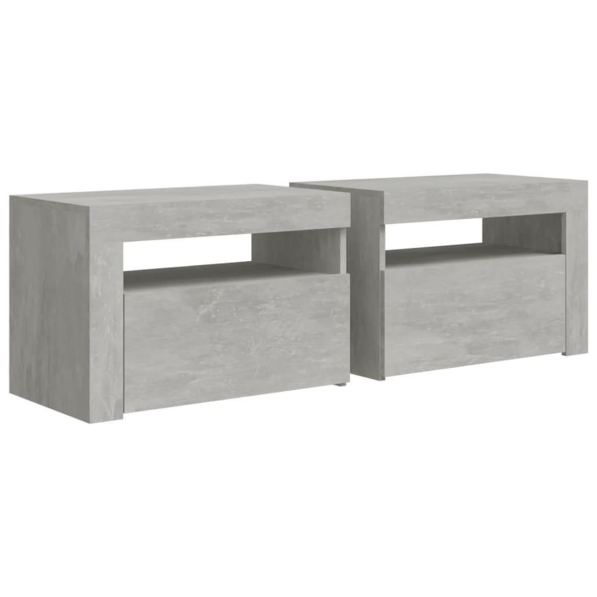 VIDAXL Tables de chevet 2 pcs avec LED Gris beton 60x35x40 cm