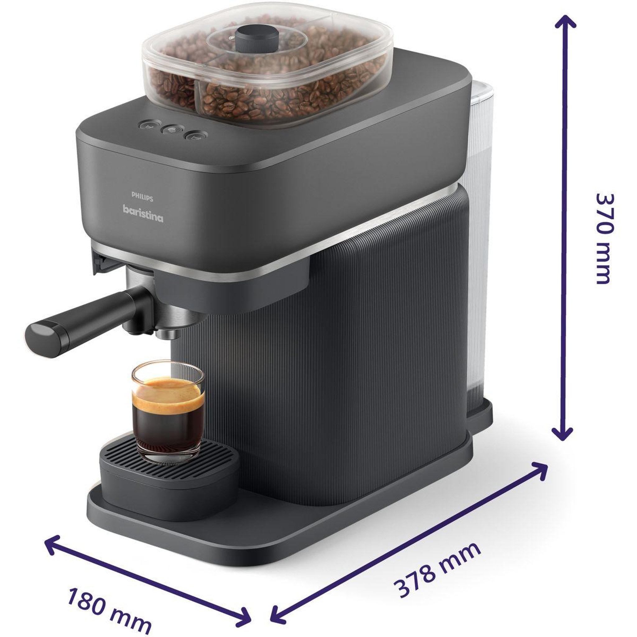 Voir la diapositive 4 : Philips Machine à expresso baristina bar320/60 cafetière à grain bac double compartiment noire