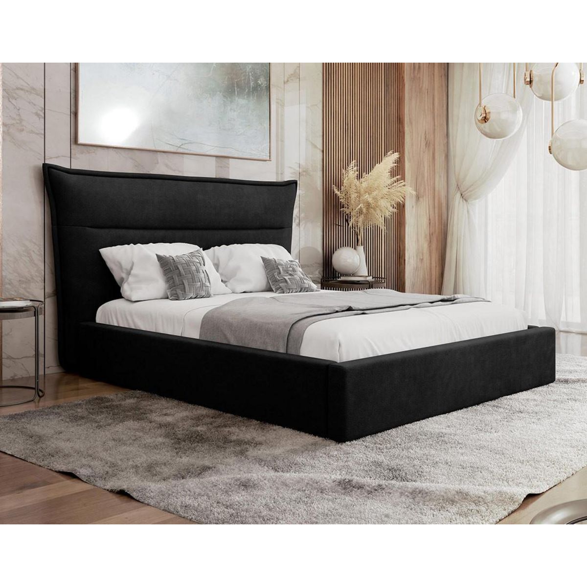 BEST MOBILIER Emy - lit coffre - 140x200 cm - en velours - sommier inclus