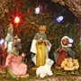 ATMOSPHERA Crèche de Noël lumineuse 7 santons 5 LED H13.5