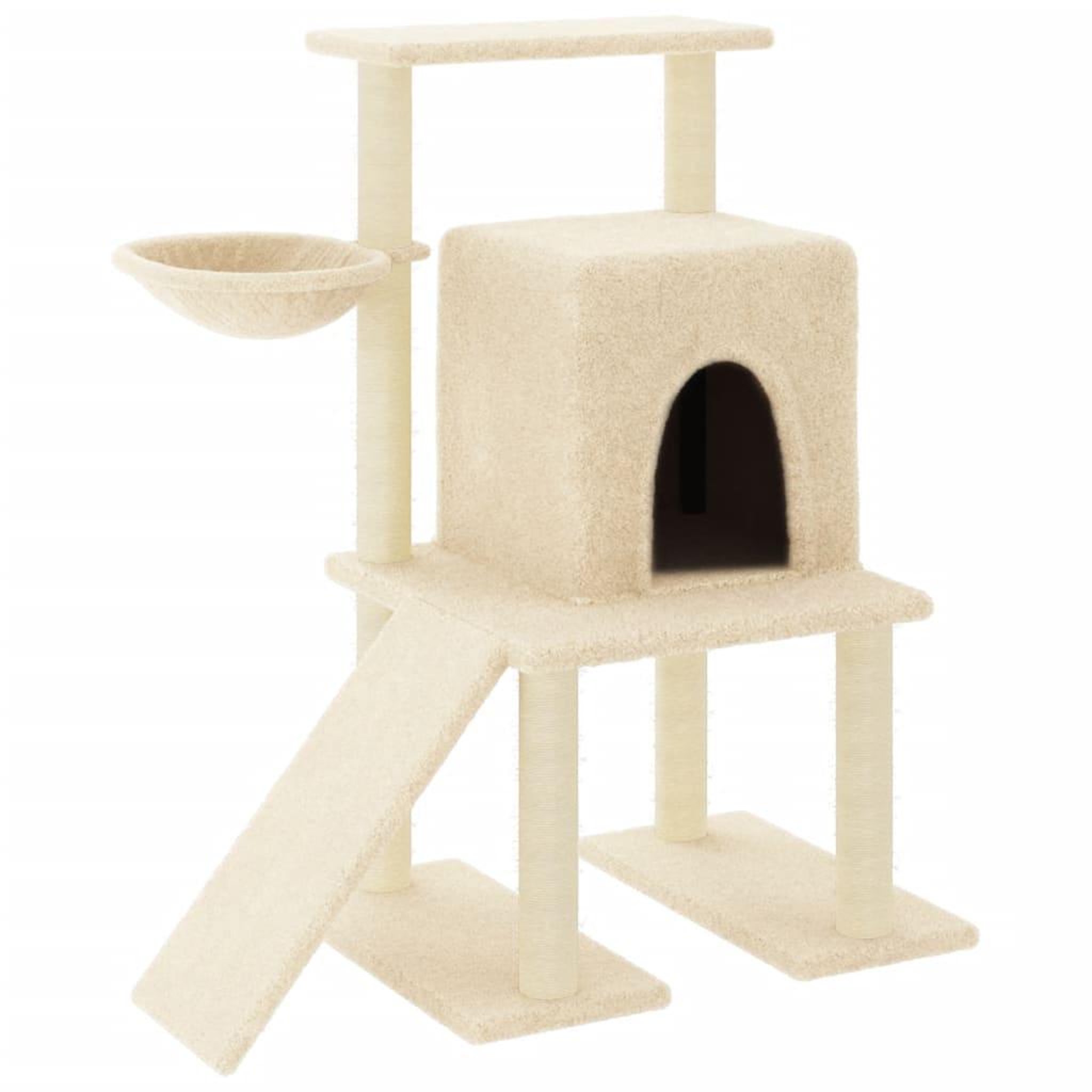 Voir la diapositive 2 : VIDAXL Arbre a chat avec griffoirs en sisal Creme 96,5 cm