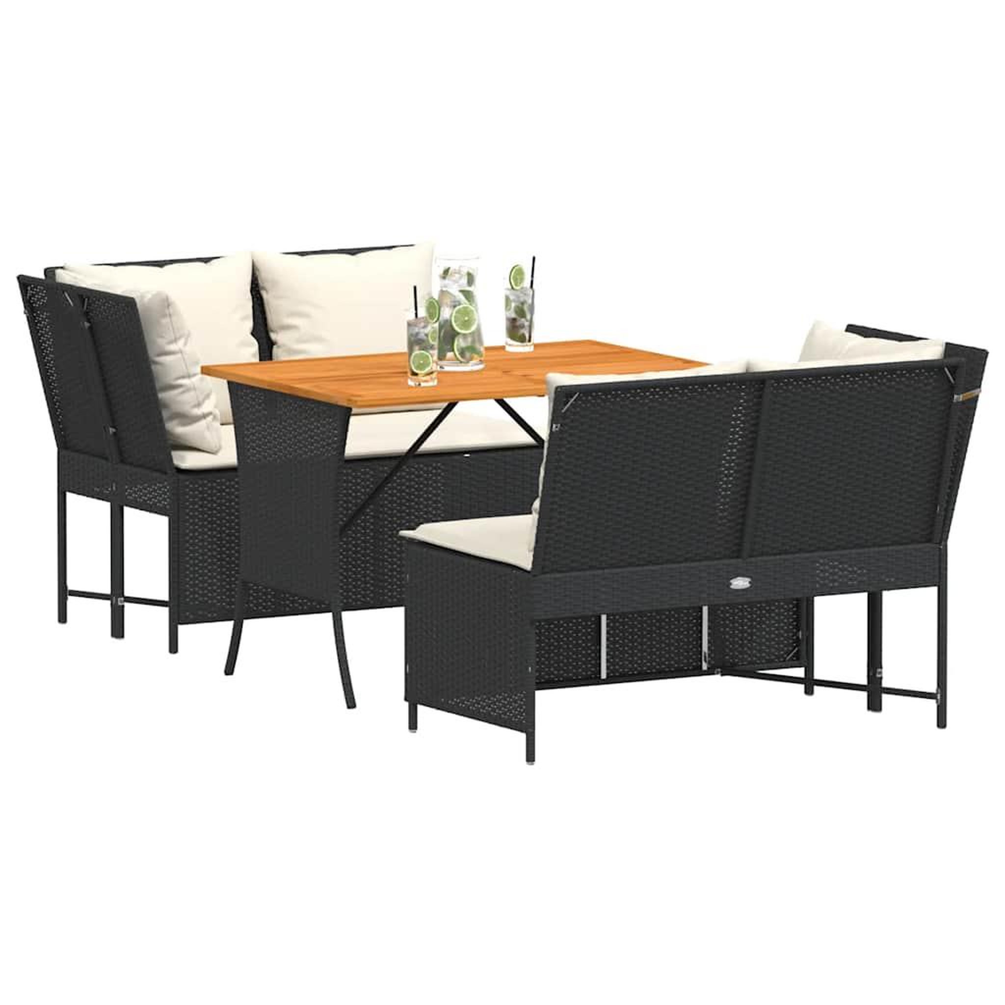 Voir la diapositive 4 : VIDAXL Salon de jardin 3 pcs avec coussins noir resine tressee