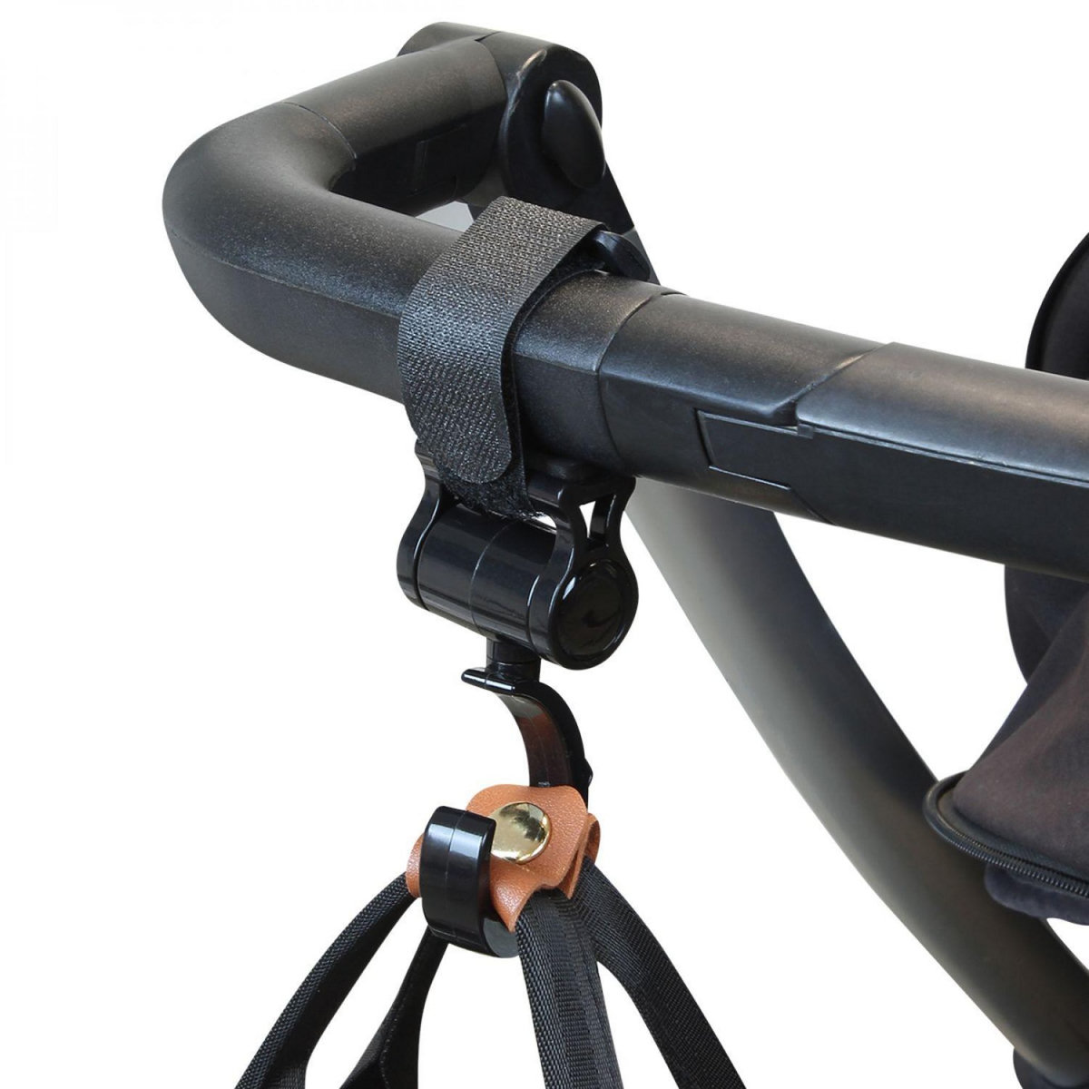 Monsieur Bébé Lot de 6 crochets rotatifs universels pour poussette – Baroud - Noir