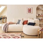 LISA DESIGN Santorini - canapé modulable d'angle droit + pouf - 4 places - en tissu texturé. Coloris disponibles : Beige, Violet, Orange, Bleu, Gris, Vert, Bicolore