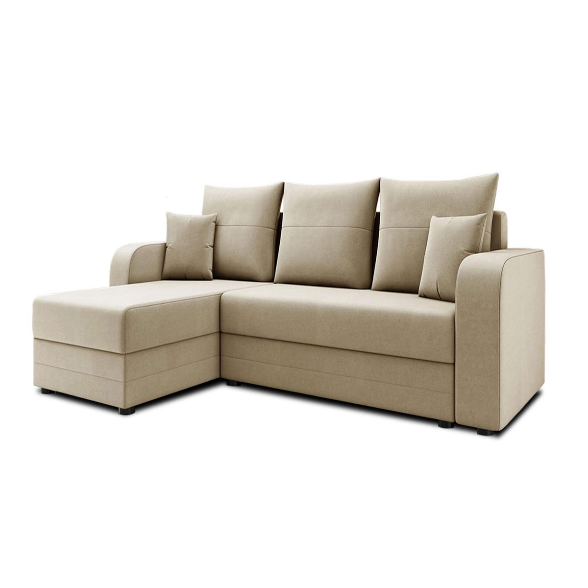 BEST MOBILIER Harvey - canapé d'angle réversible 4 places convertible avec coffre en velours