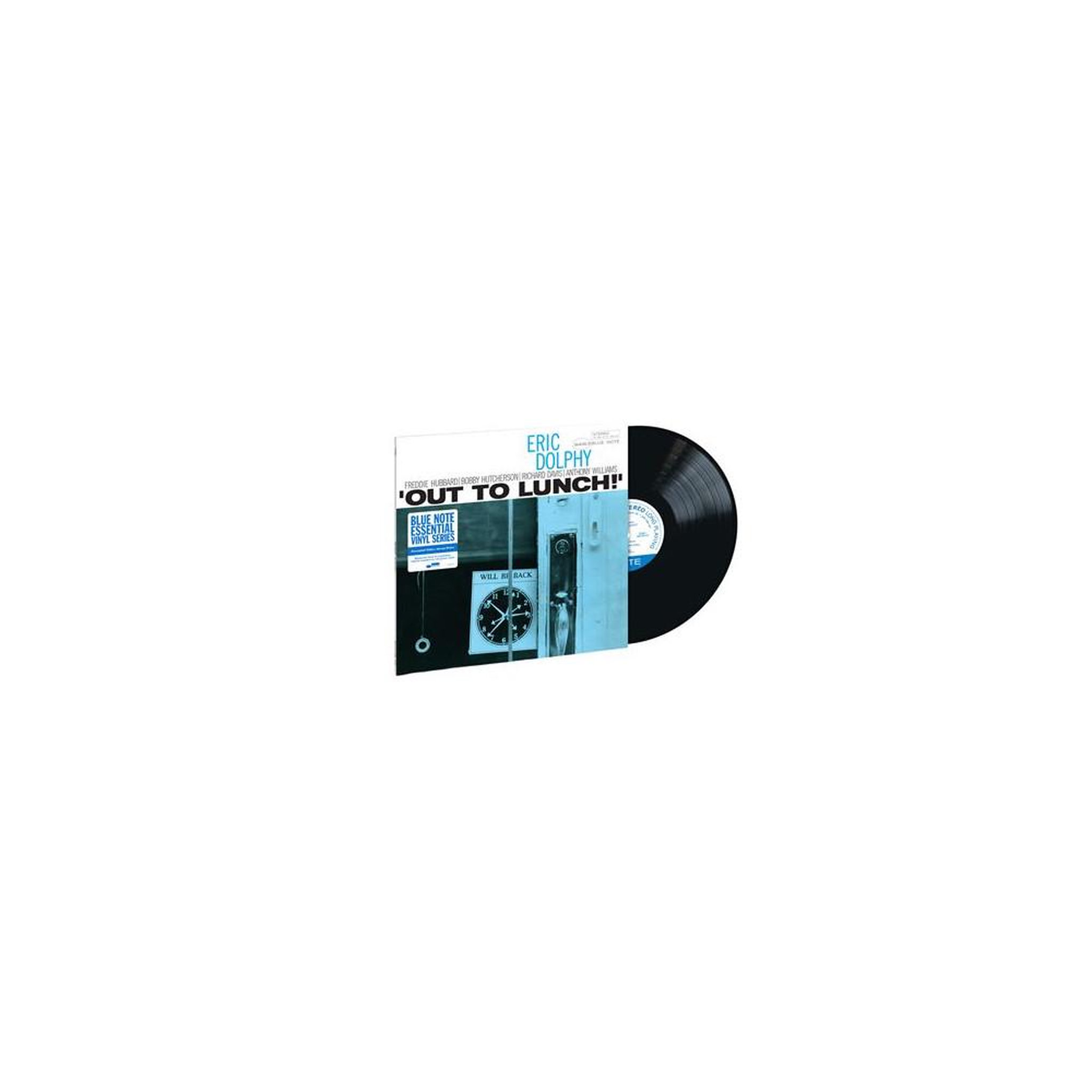 Vinyle LP Album jazz Eric Dolphy « Out to Lunch » édition Blue Note Essentials, disque noir, pochette noir et blanc