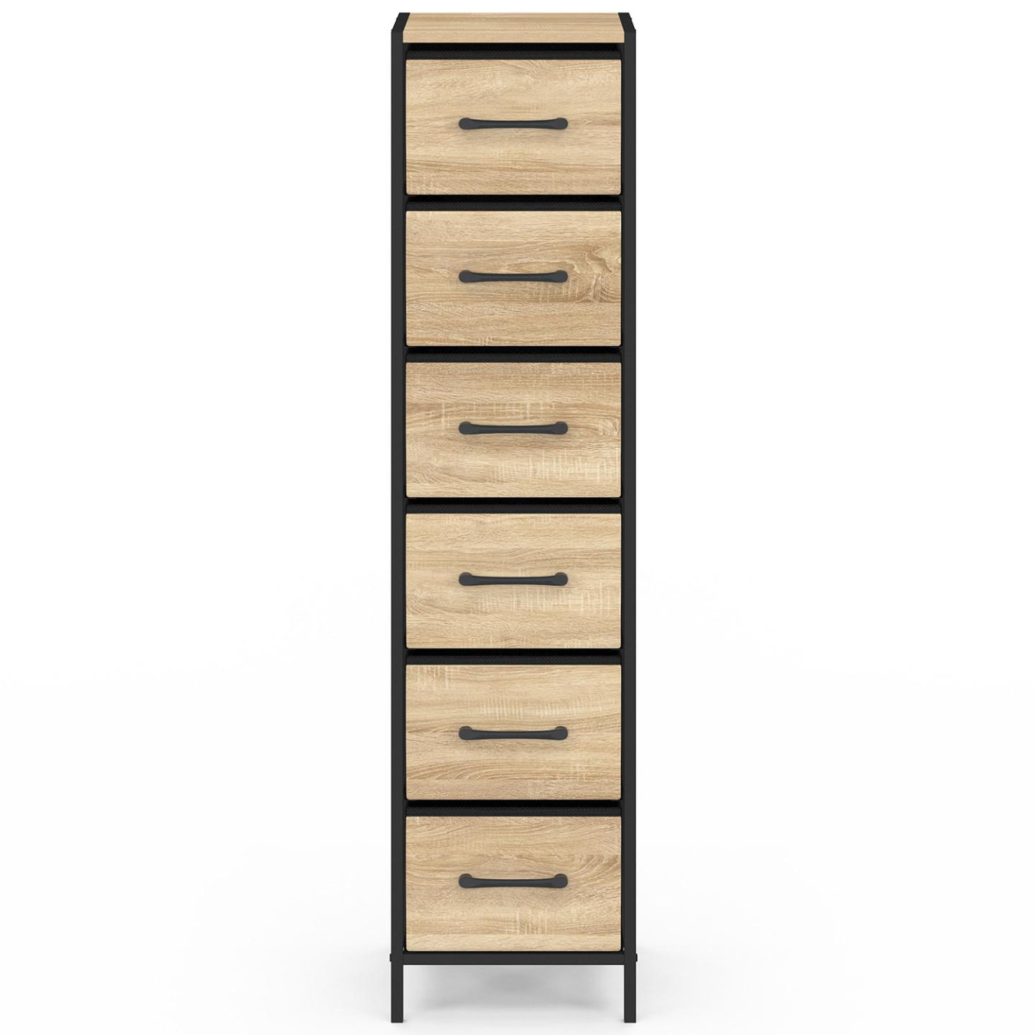 Voir la diapositive 3 : ID MARKET Meuble d'appoint 6 tiroirs utah 30x30x120 cm chiffonnier pour entrée salle de bain design industriel